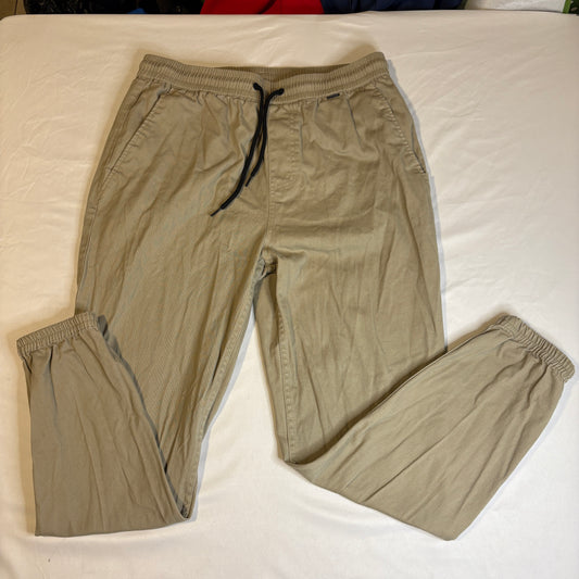 Hurley Men’s Jogger Pants Khaki Size M Drawstring Waist Casual Chino Style