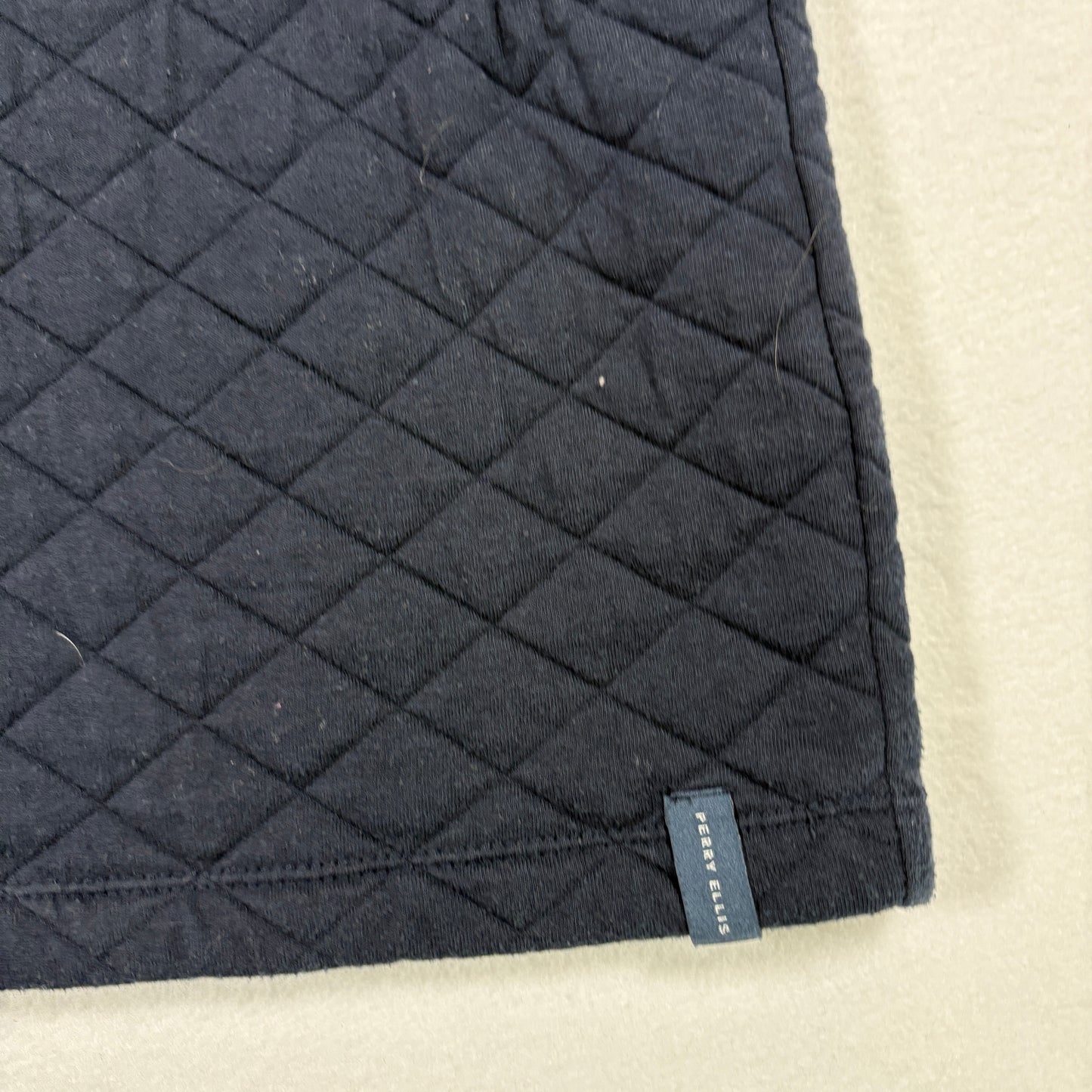 Perry Ellis Mens Quilted Snap Pullover Sweatshirt M Black Long Sleeve Casual