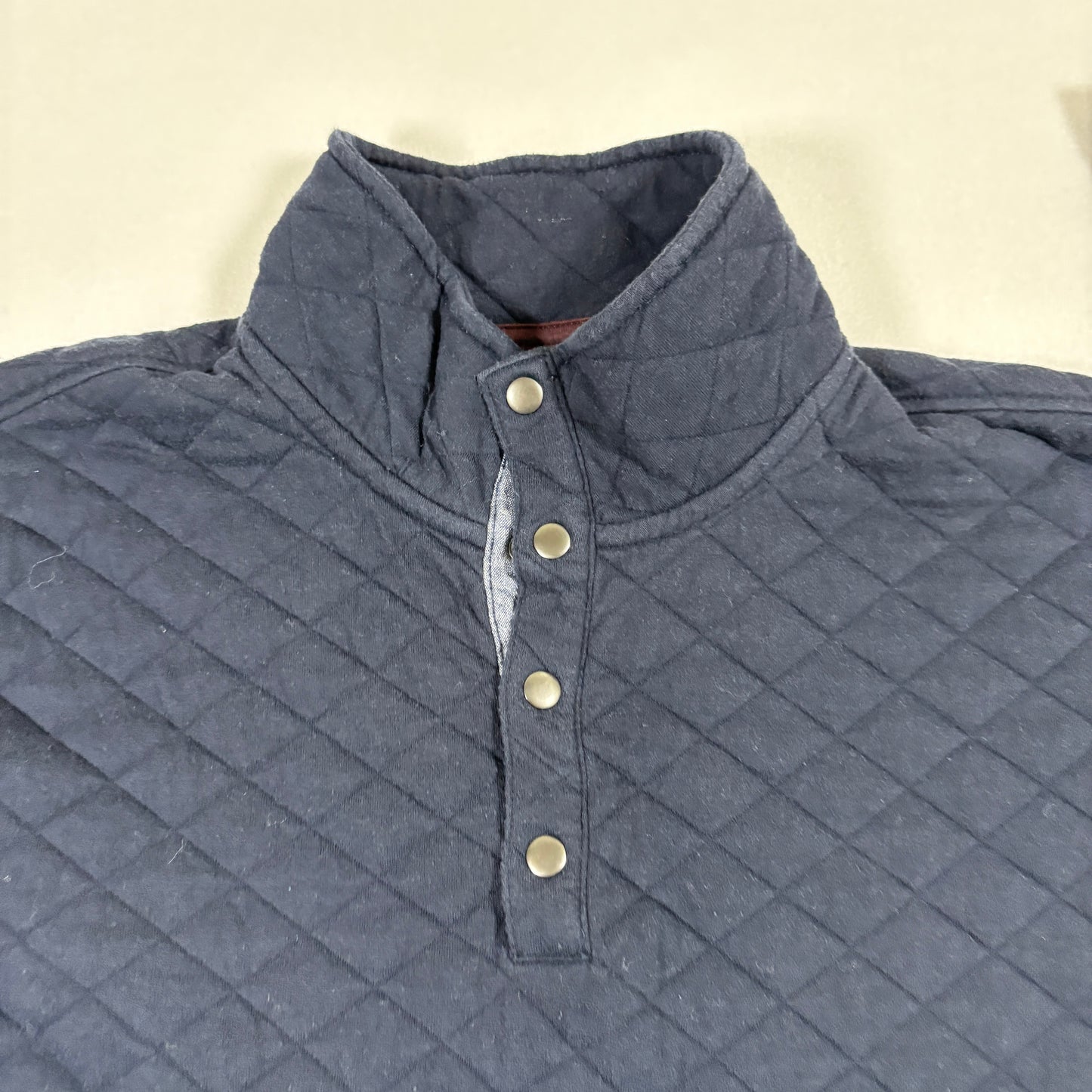 Perry Ellis Mens Quilted Snap Pullover Sweatshirt M Black Long Sleeve Casual