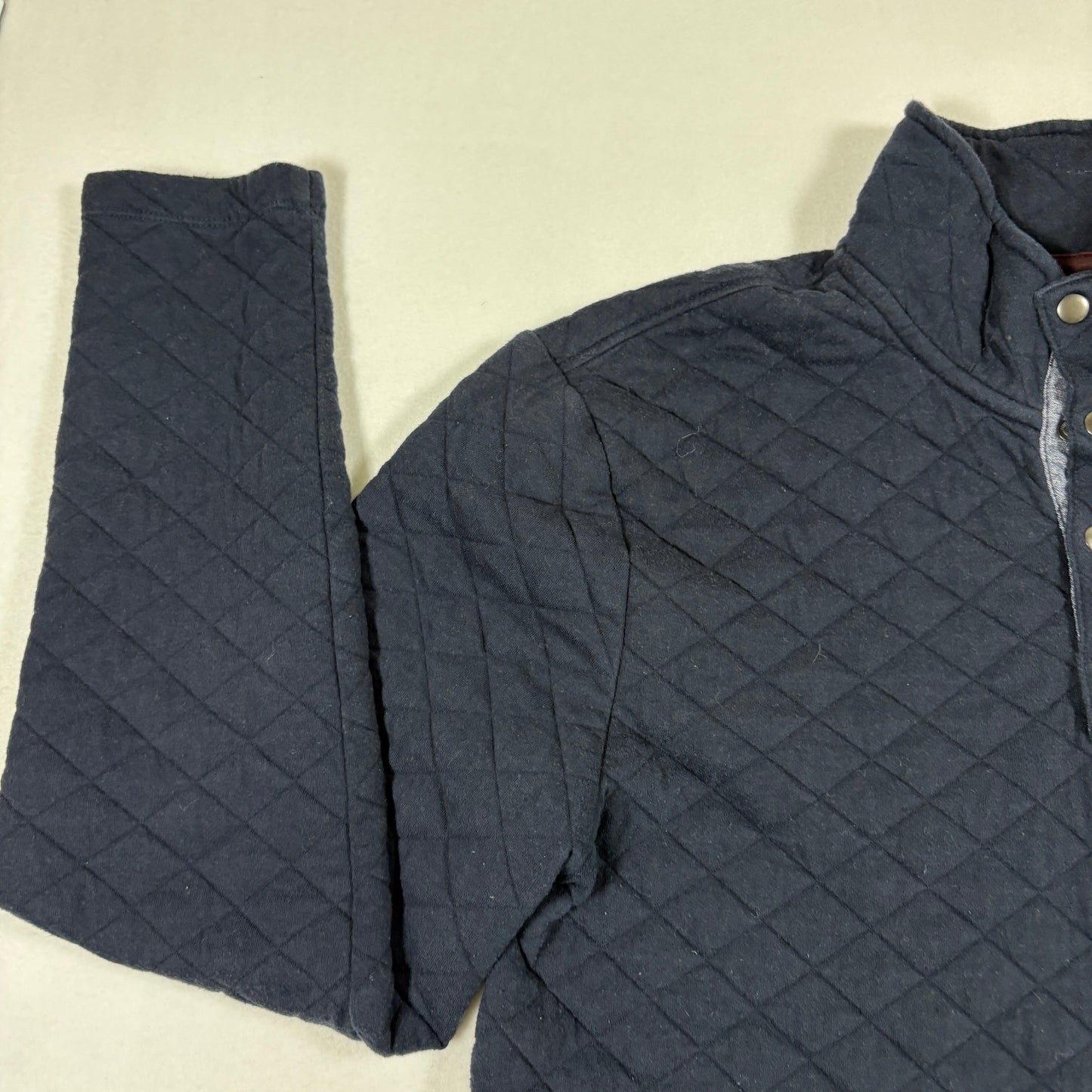 Perry Ellis Mens Quilted Snap Pullover Sweatshirt M Black Long Sleeve Casual