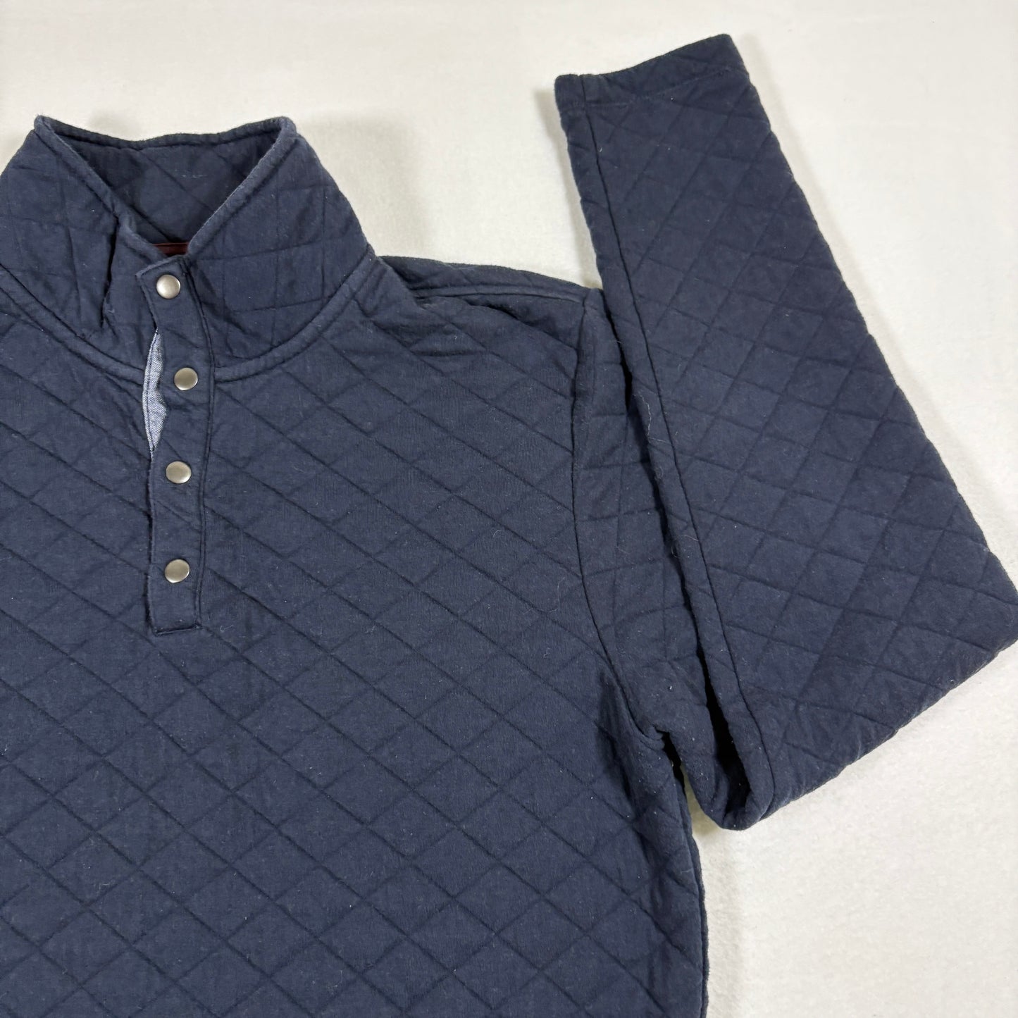 Perry Ellis Mens Quilted Snap Pullover Sweatshirt M Black Long Sleeve Casual