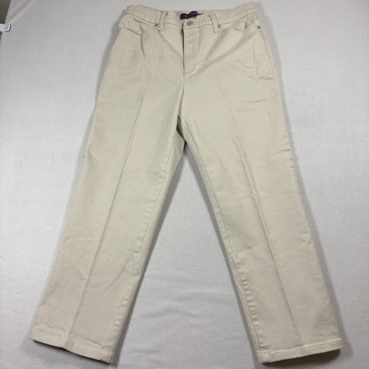 Gloria Vanderbilt Amanda Jeans Womens 10 Beige High Rise Straight Stretch Pants