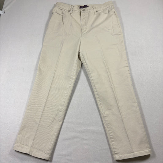 Gloria Vanderbilt Amanda Jeans Womens 10 Beige High Rise Straight Stretch Pants