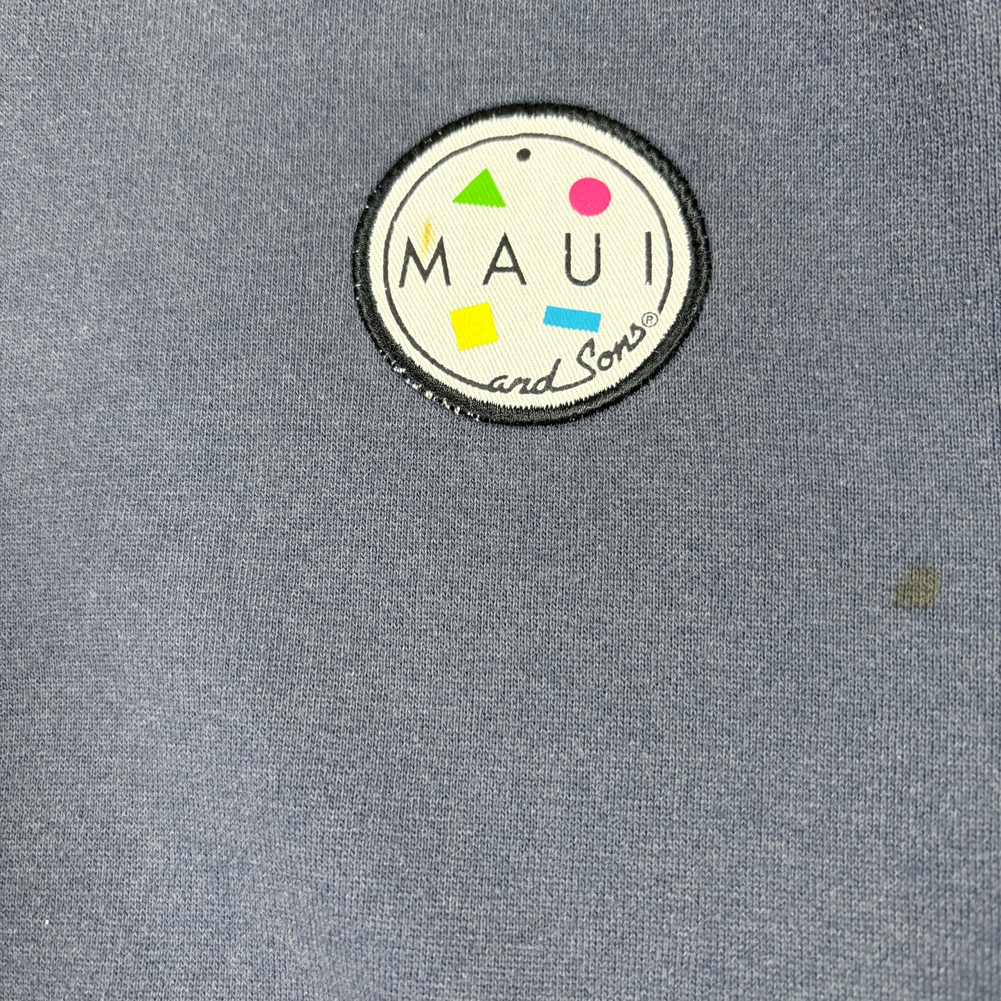 Maui and Sons Mens Half Zip Sweatshirt M Navy Gray Logo Pullover Casual 80s Surf