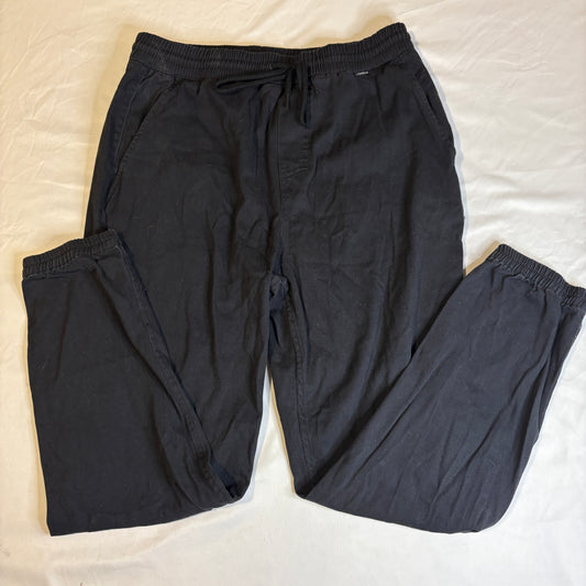 Hurley Men’s Black Jogger Pants Size M Baggy Casual Drawstring Elastic Waist