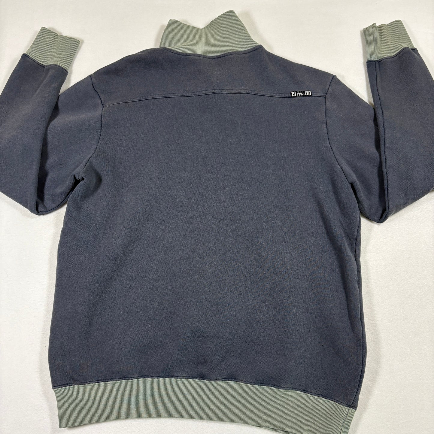 Maui and Sons Mens Half Zip Sweatshirt M Navy Gray Logo Pullover Casual 80s Surf