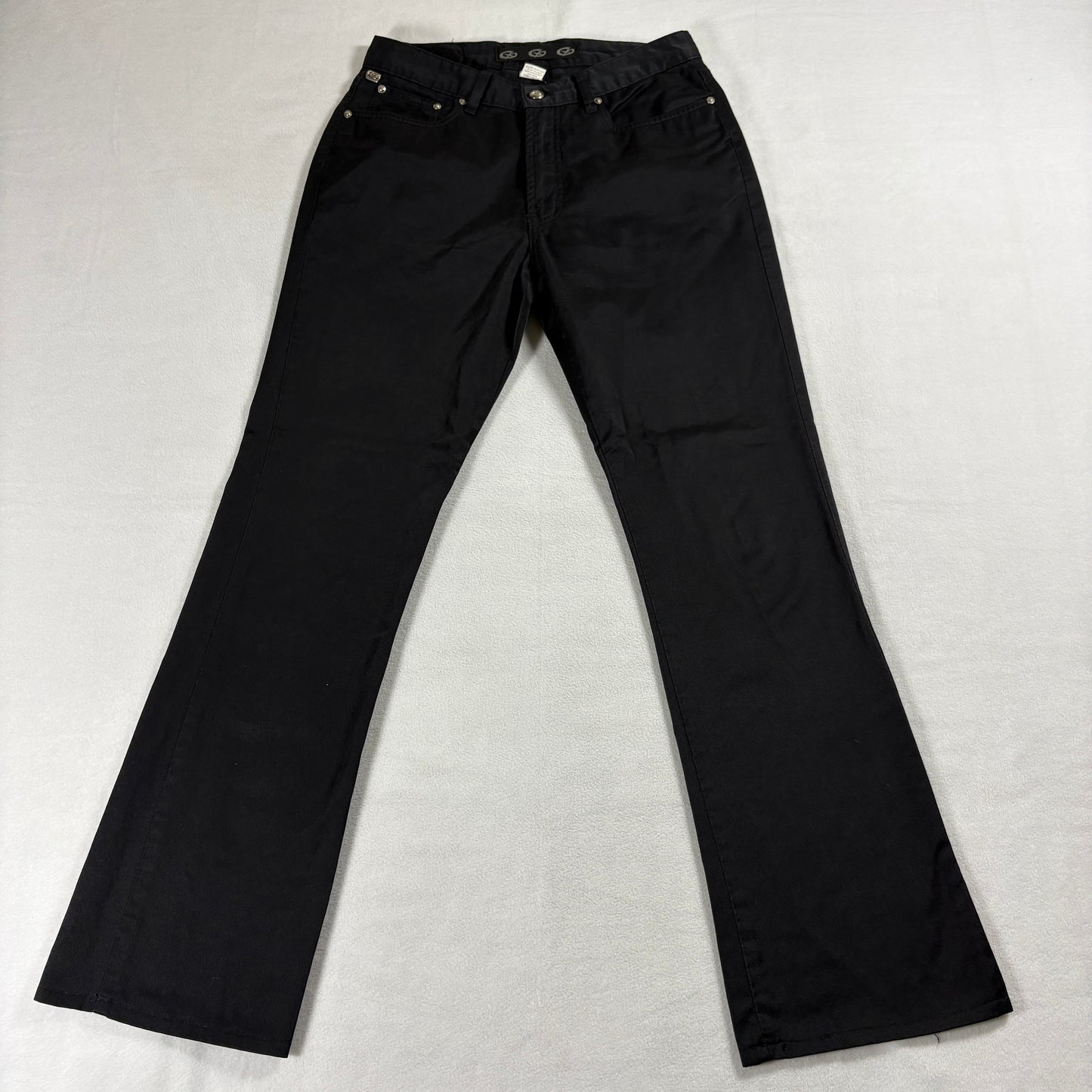 Vintage YMI Womens 7/8 Black Flare Leg Pants High Rise Retro
