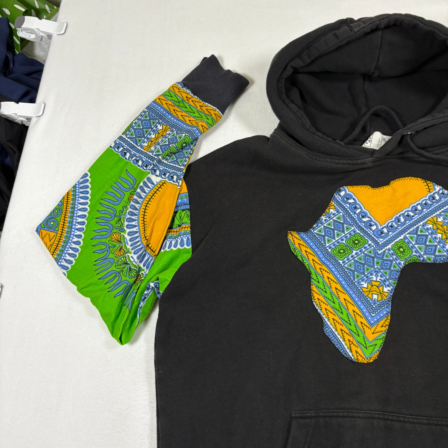 Prep By Mens XL Hoodie Black Africa Dashiki Sleeve Pullover Graphic Streetwear