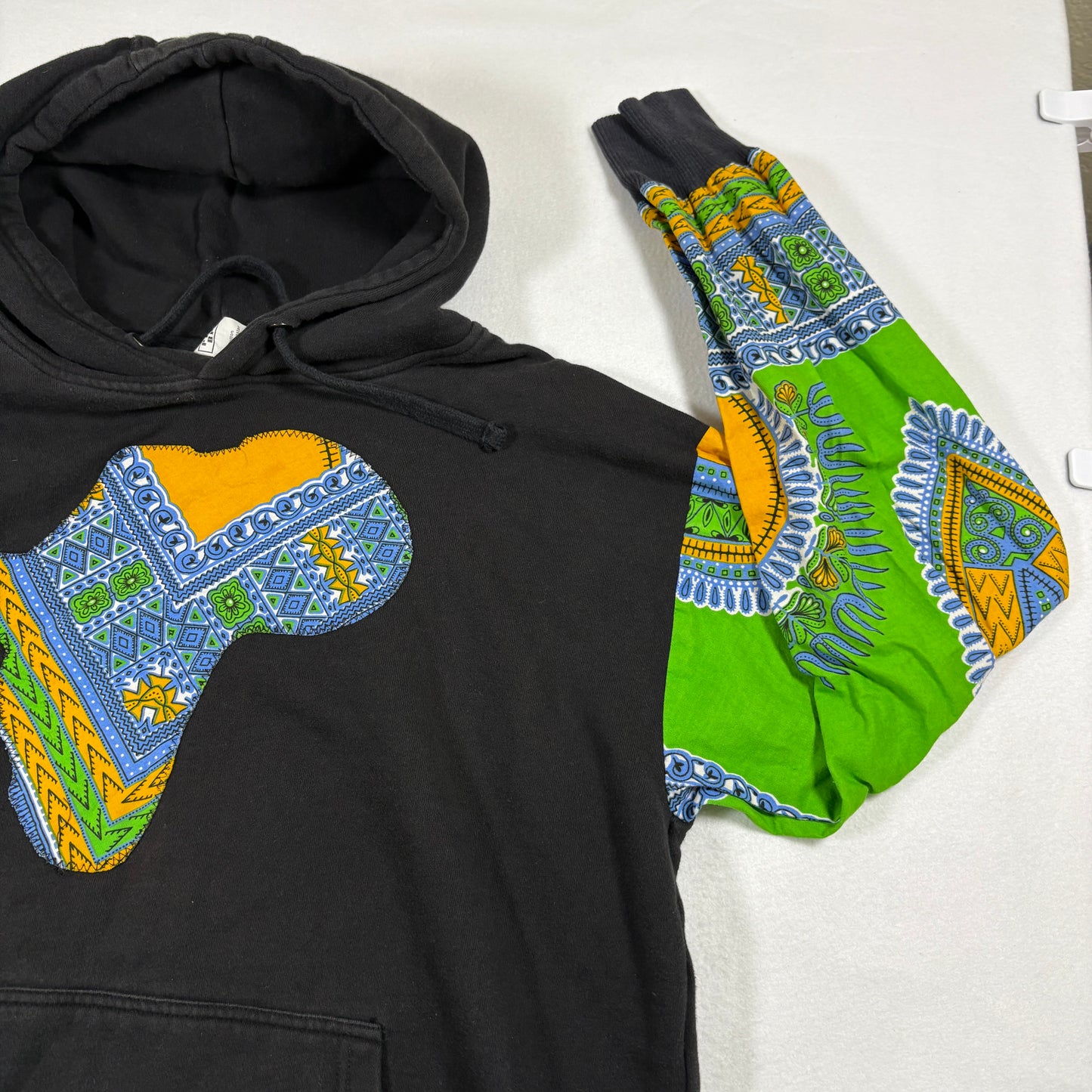 Prep By Mens XL Hoodie Black Africa Dashiki Sleeve Pullover Graphic Streetwear