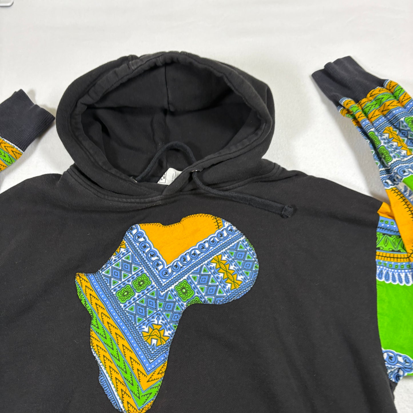 Prep By Mens XL Hoodie Black Africa Dashiki Sleeve Pullover Graphic Streetwear
