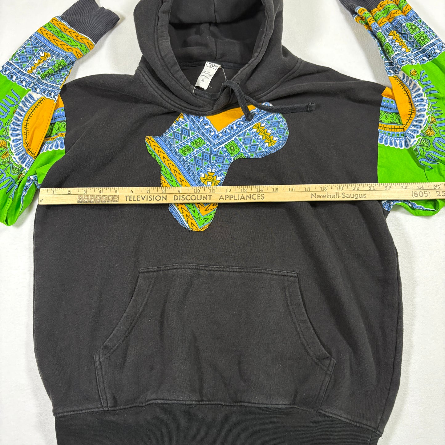 Prep By Mens XL Hoodie Black Africa Dashiki Sleeve Pullover Graphic Streetwear