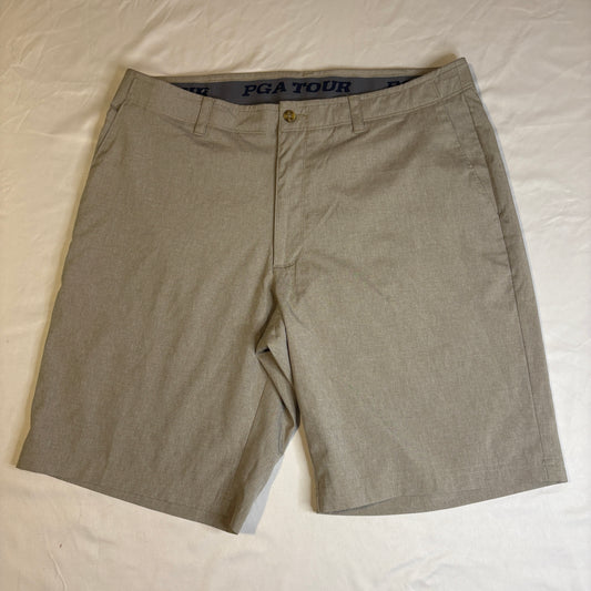 PGA Tour Men’s Golf Shorts Size 36 Gray Stretch Performance Casual Flat Front