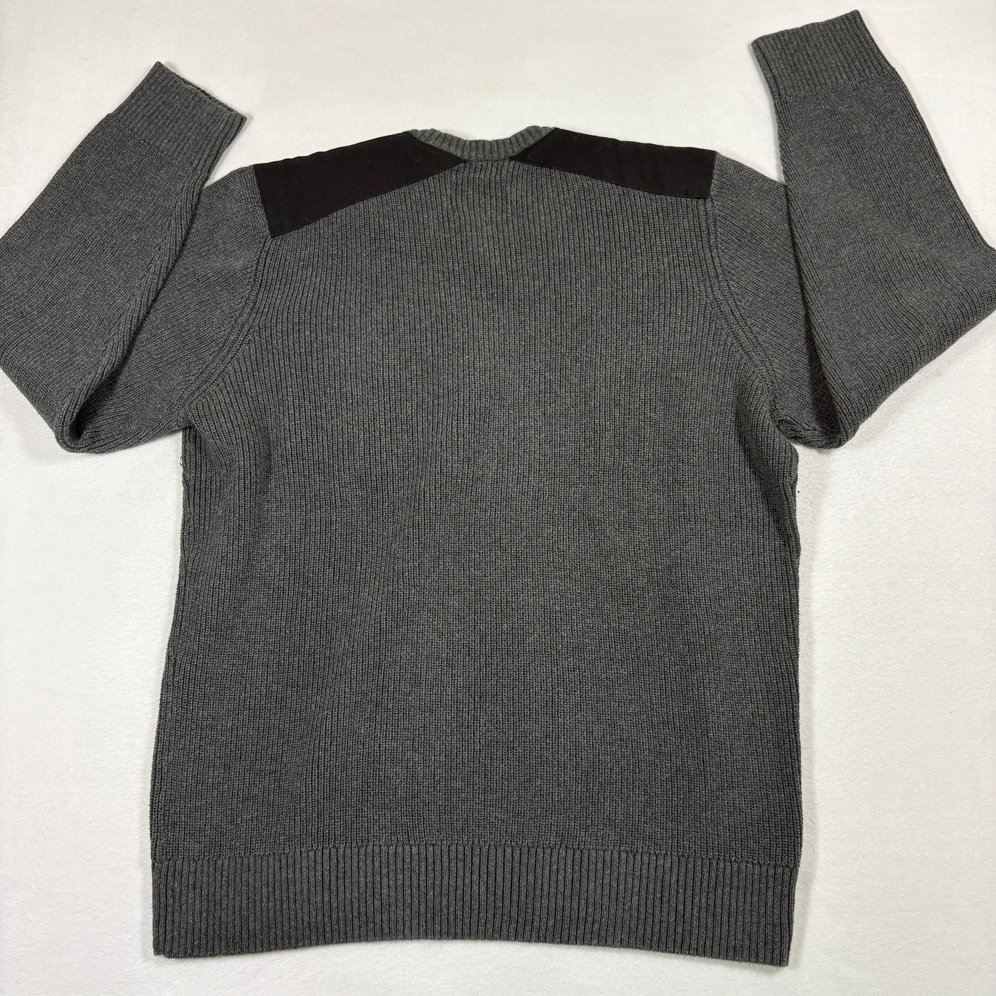 American Rag Mens Sweater Large Gray Knit Cotton Military Utility Pocket Y2K