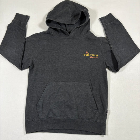 Volcom Youth Hoodie Large 12-14 Gray Pullover Skate Surf Logo Graphic Y2K