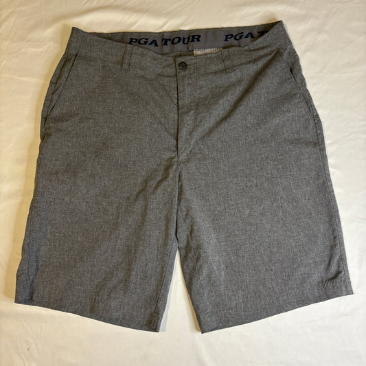 PGA Tour Men’s Golf Shorts Size 36 Gray Stretch Flat Front Casual Performance