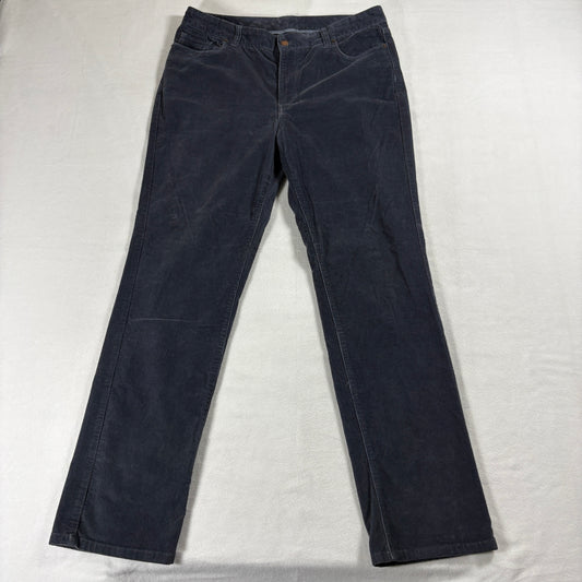 LL Bean Favorite Fit Womens 14 MT Blue Corduroy Pants Straight Leg Casual