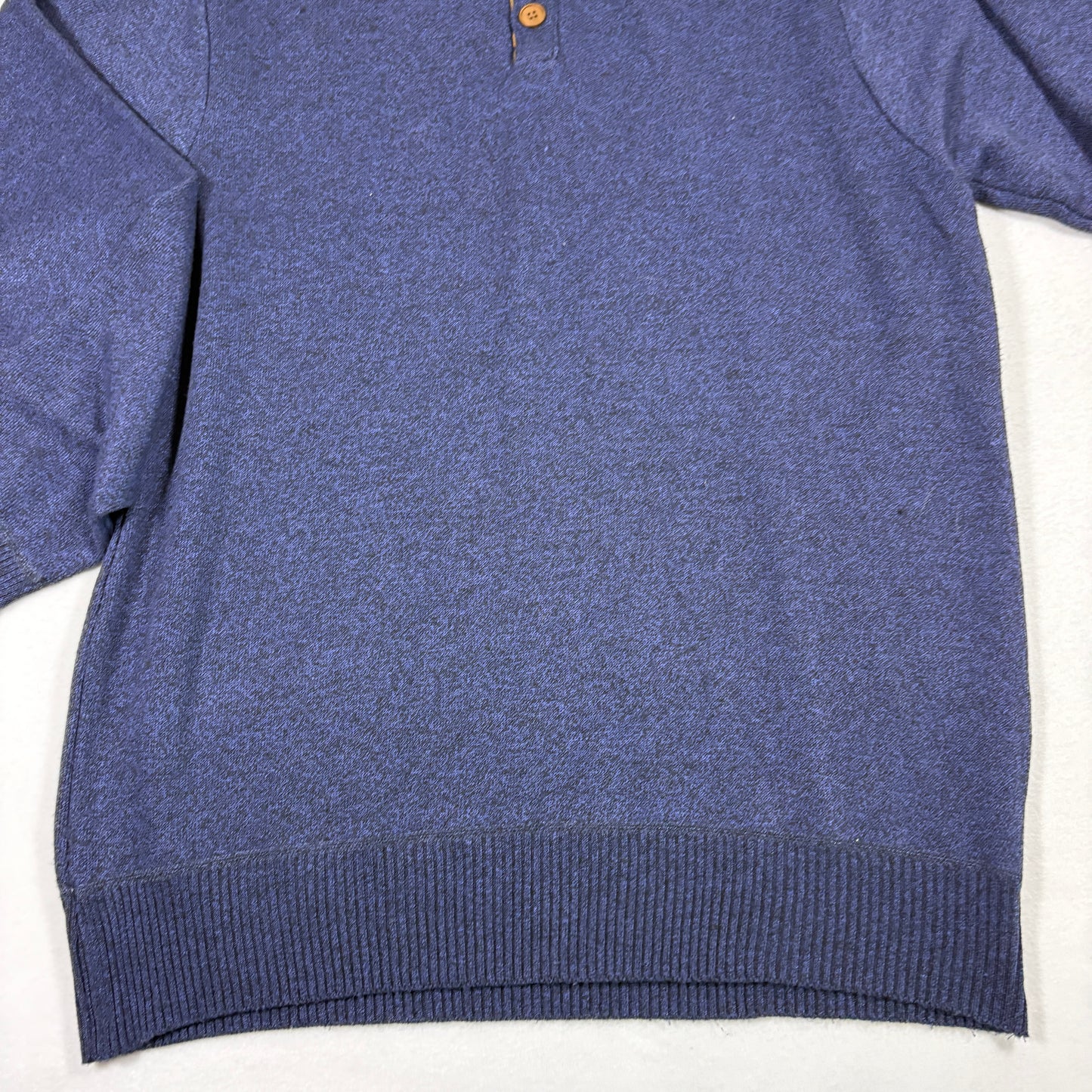 Portabella Mens Sweater XL Blue Knit Quarter Button Pullover Casual Vintage