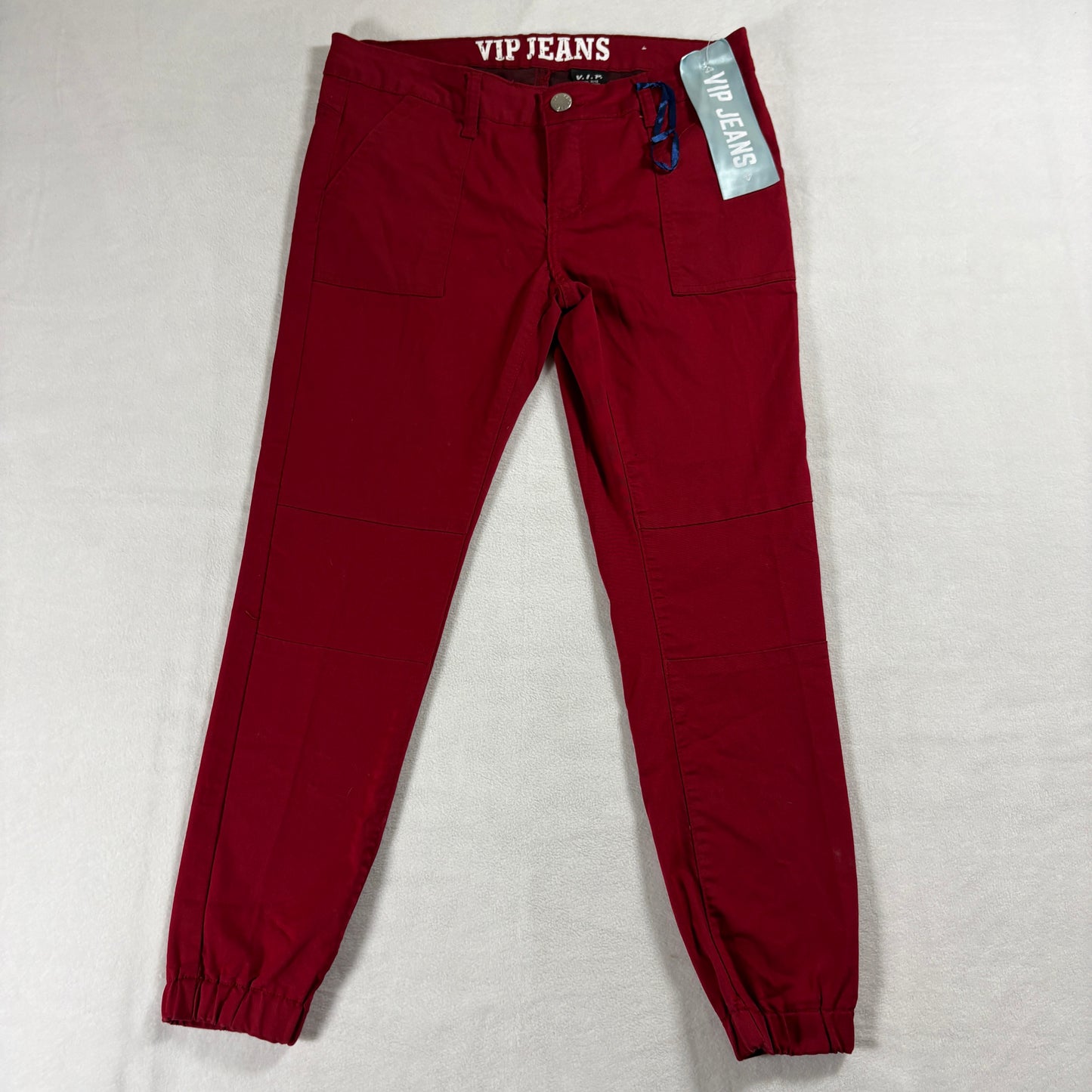 VIP Jeans Girls 11/12 Red Jogger Pants Elastic Ankle Stretch Cotton NWT