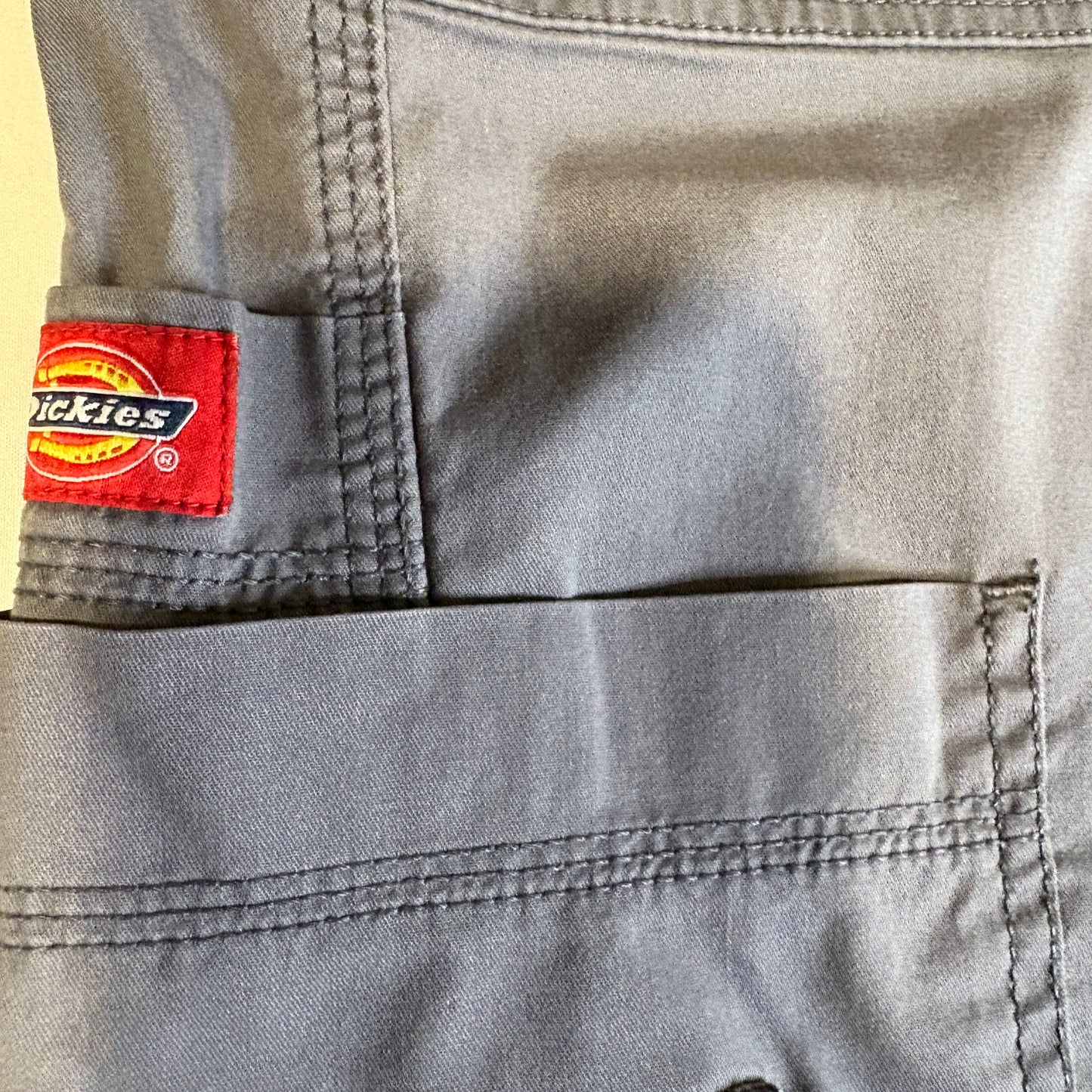 Baggy Dickies Gray Scrub Pants Mens L Workwear Cargo Pockets Elastic Waist Drawstring