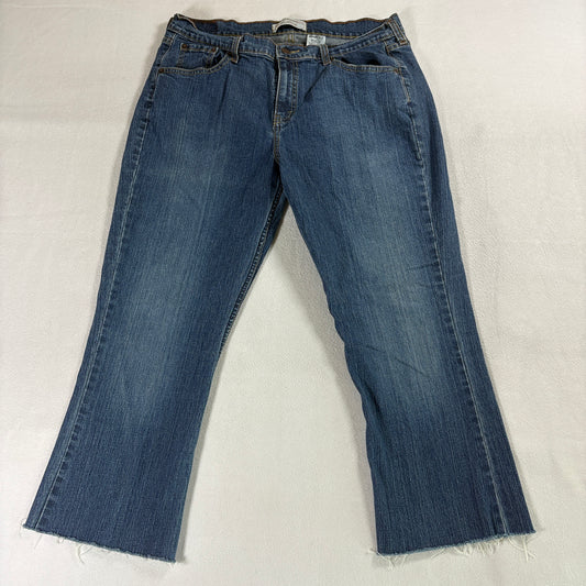 Levi Strauss Signature Bootcut Jeans Women 14M 33X24 Blue Raw Hem Stretch