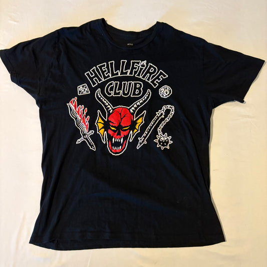 Hellfire Club T-Shirt Black Graphic Tee Adult Medium D&D Inspired Stranger Things