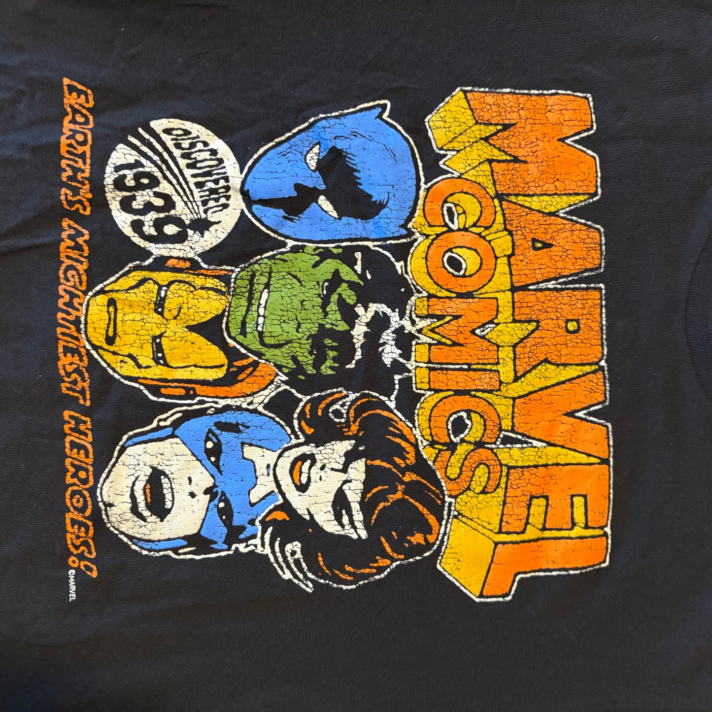Marvel Comics T-Shirt L Black Earth’s Mightiest Heroes 1939 Retro Graphic Tee