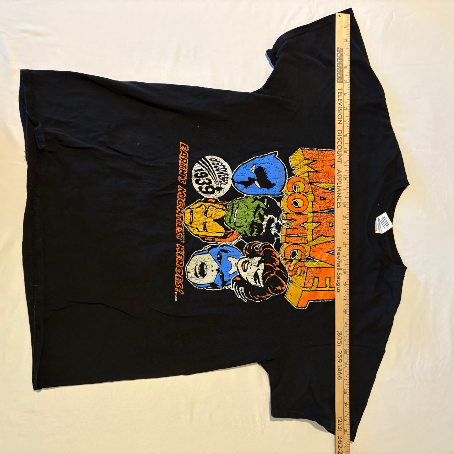 Marvel Comics T-Shirt L Black Earth’s Mightiest Heroes 1939 Retro Graphic Tee