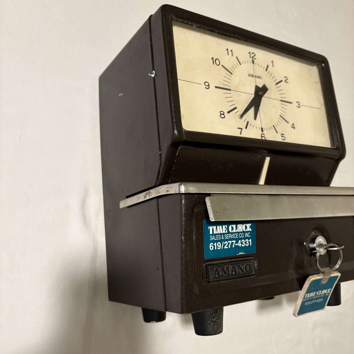 Vintage 1950s Amano Time Clock – From Bowling Alley in Bishop, CA – Untested