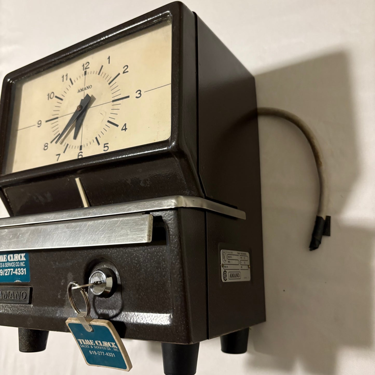 Vintage 1950s Amano Time Clock – From Bowling Alley in Bishop, CA – Untested