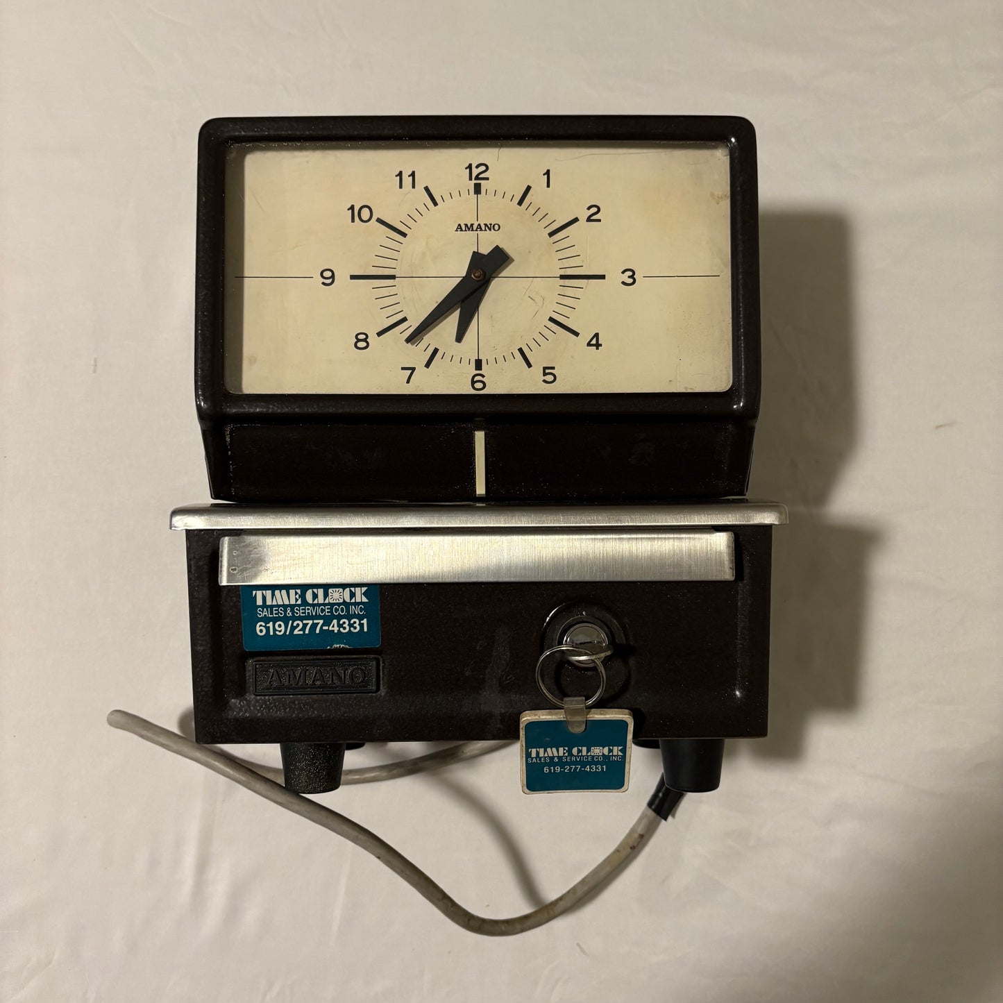 Vintage 1950s Amano Time Clock – From Bowling Alley in Bishop, CA – Untested