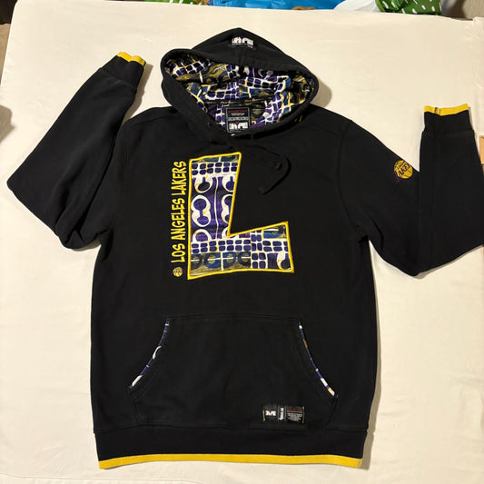 Los Angeles Lakers Hoodie Men’s XL NBA Hype Tribal Print Pullover Black Gold