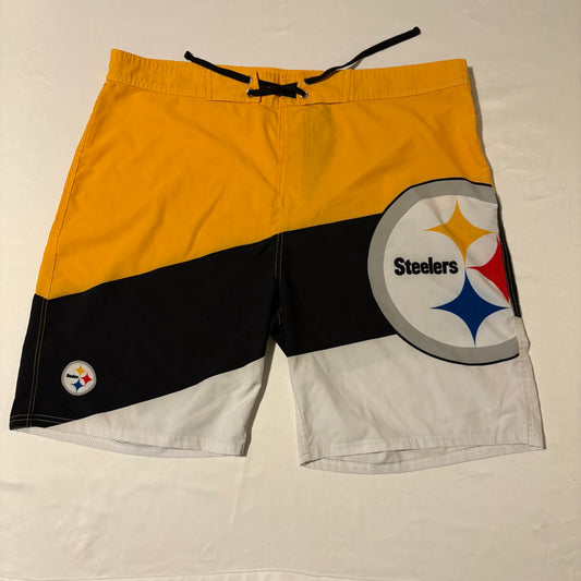 NFL Pittsburgh Steelers Board Shorts Size 40 Mens Swim Trunks Black Gold