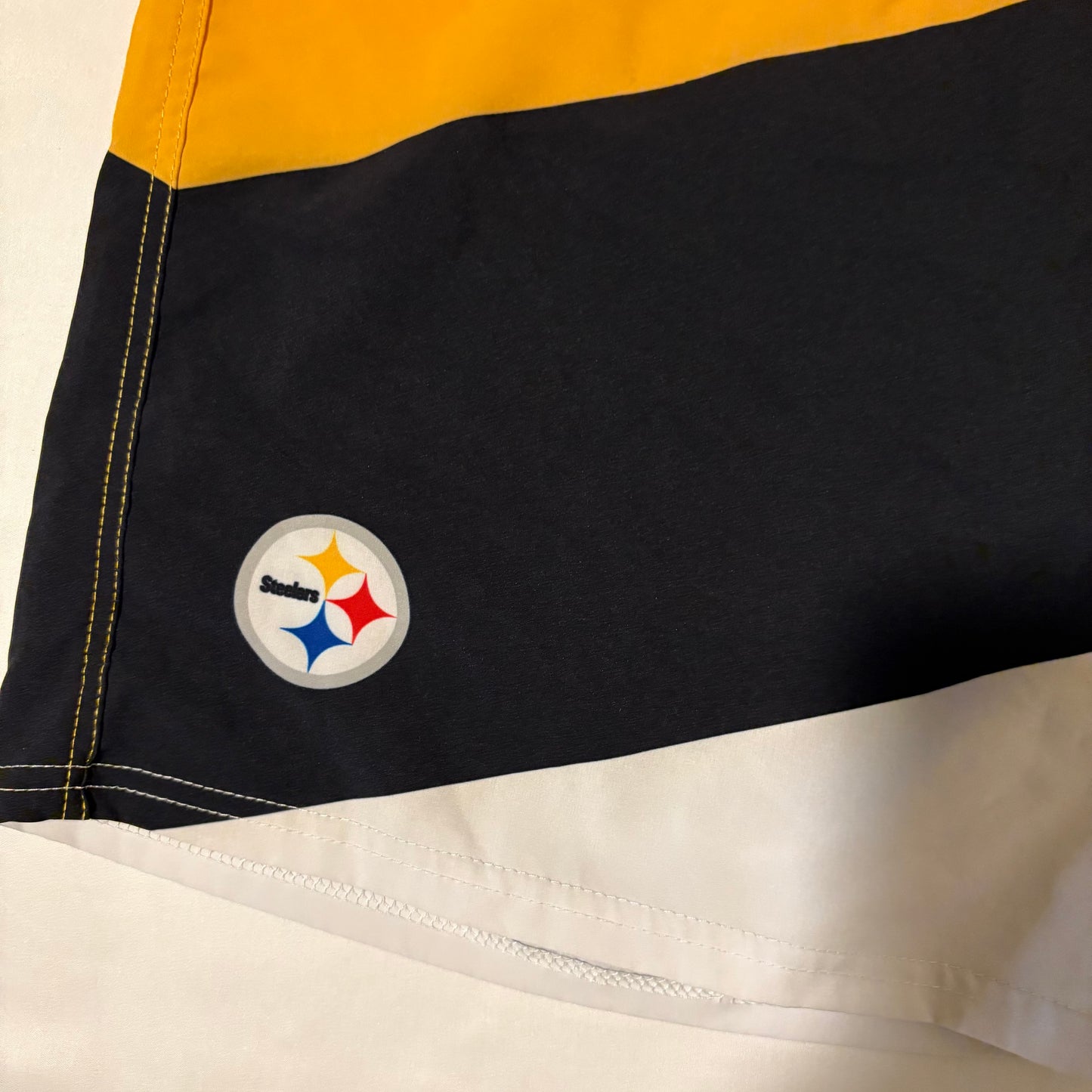 NFL Pittsburgh Steelers Board Shorts Size 40 Mens Swim Trunks Black Gold