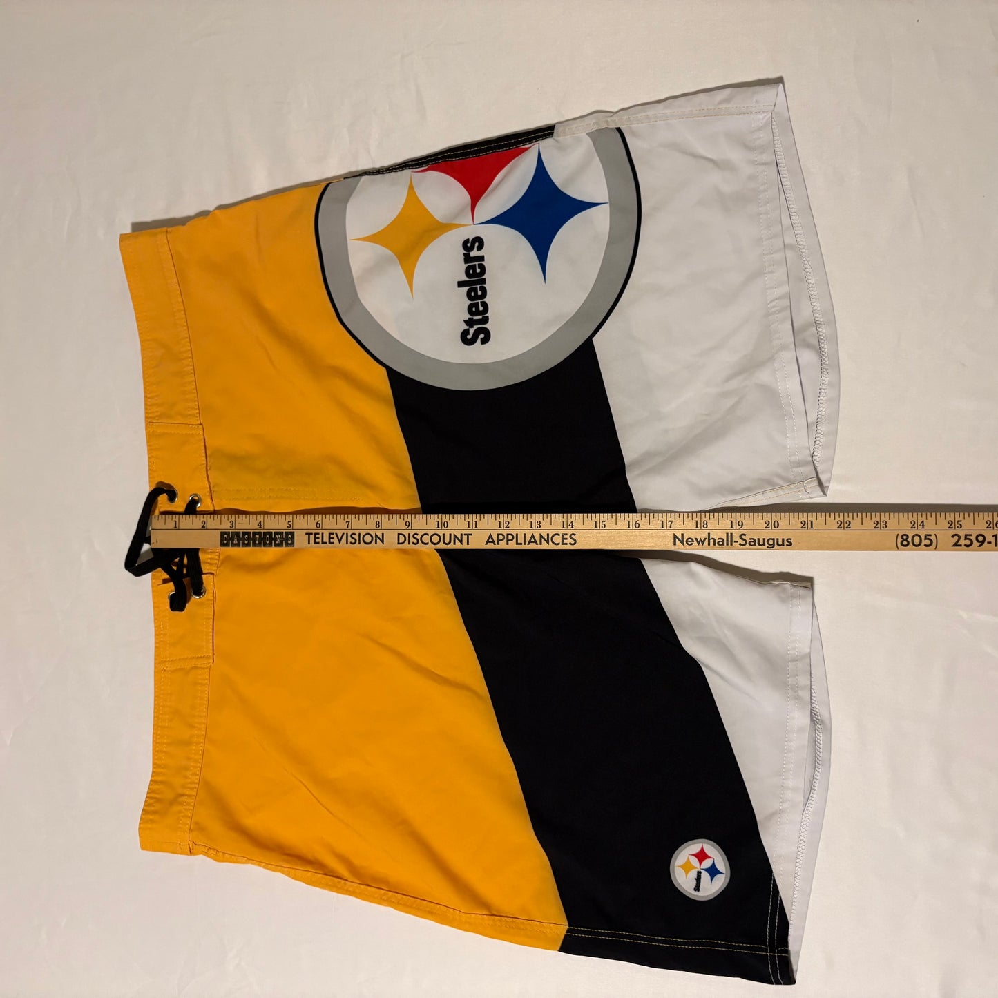 NFL Pittsburgh Steelers Board Shorts Size 40 Mens Swim Trunks Black Gold