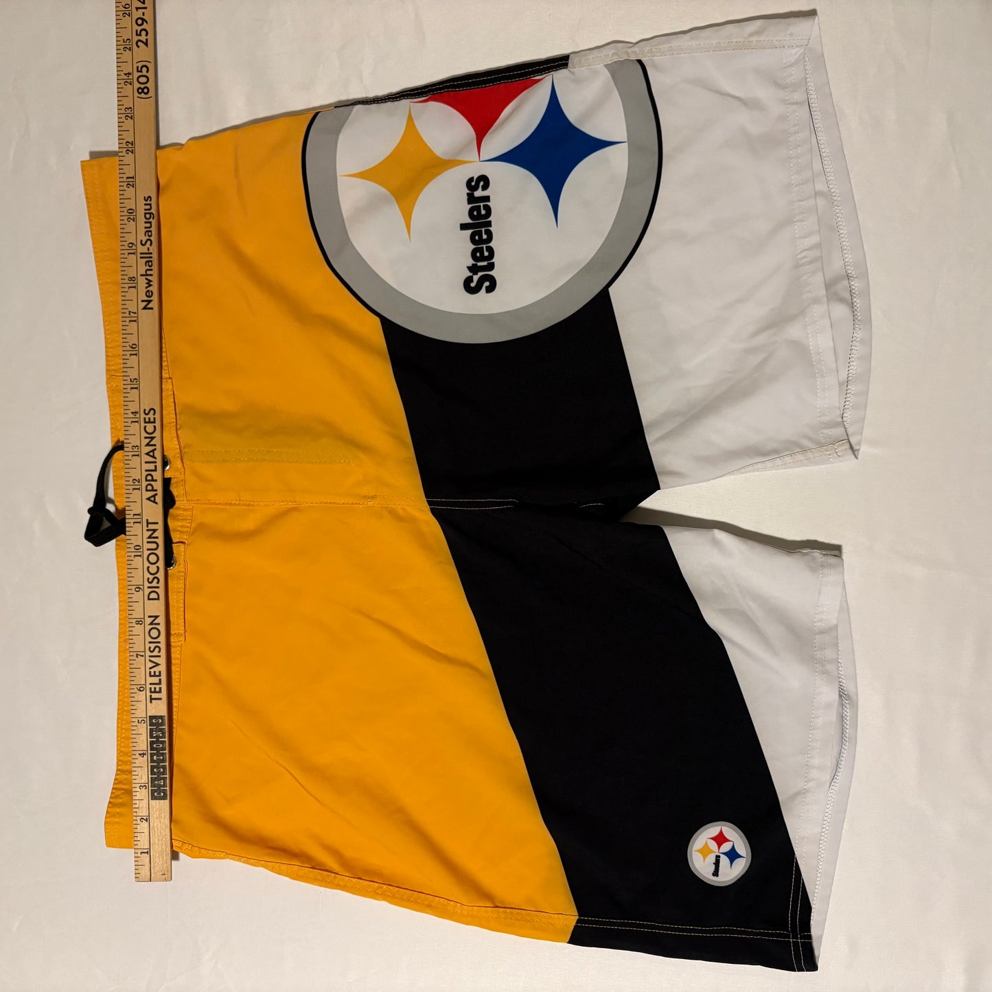 NFL Pittsburgh Steelers Board Shorts Size 40 Mens Swim Trunks Black Gold