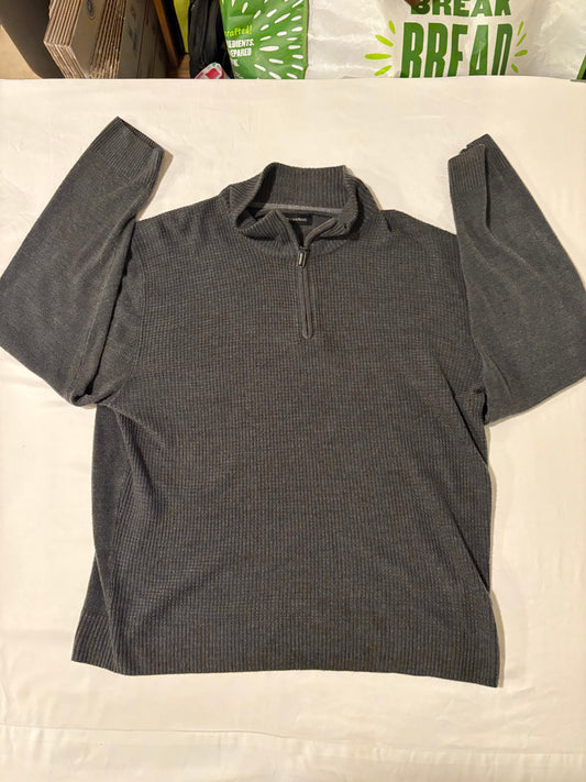 Tricots St. Raphael Sweater XXL Gray 1/4 Zip Pullover Rib Knit Mock Neck