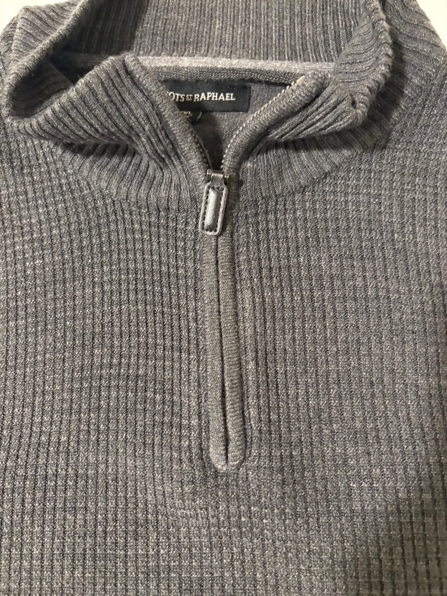 Tricots St. Raphael Sweater XXL Gray 1/4 Zip Pullover Rib Knit Mock Neck