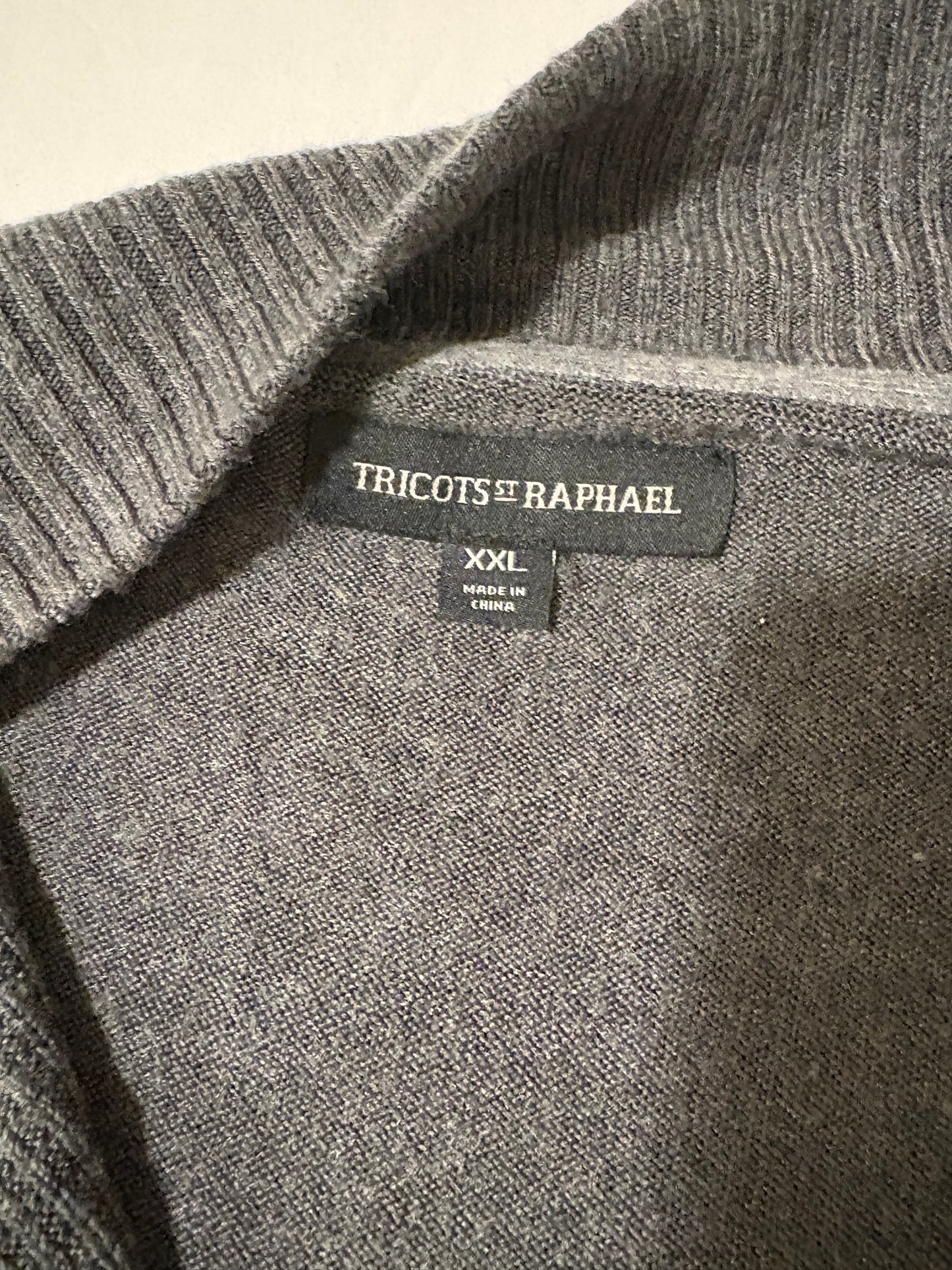 Tricots St. Raphael Sweater XXL Gray 1/4 Zip Pullover Rib Knit Mock Neck