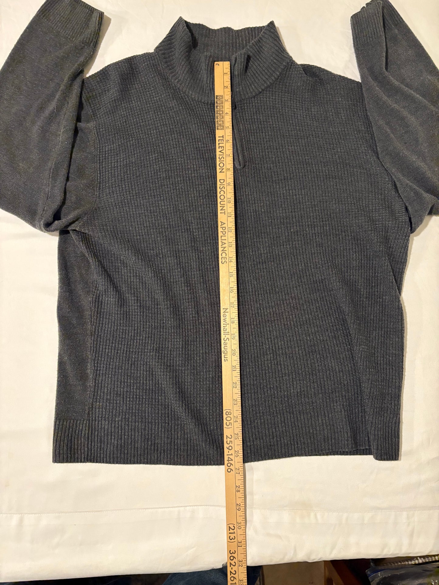 Tricots St. Raphael Sweater XXL Gray 1/4 Zip Pullover Rib Knit Mock Neck