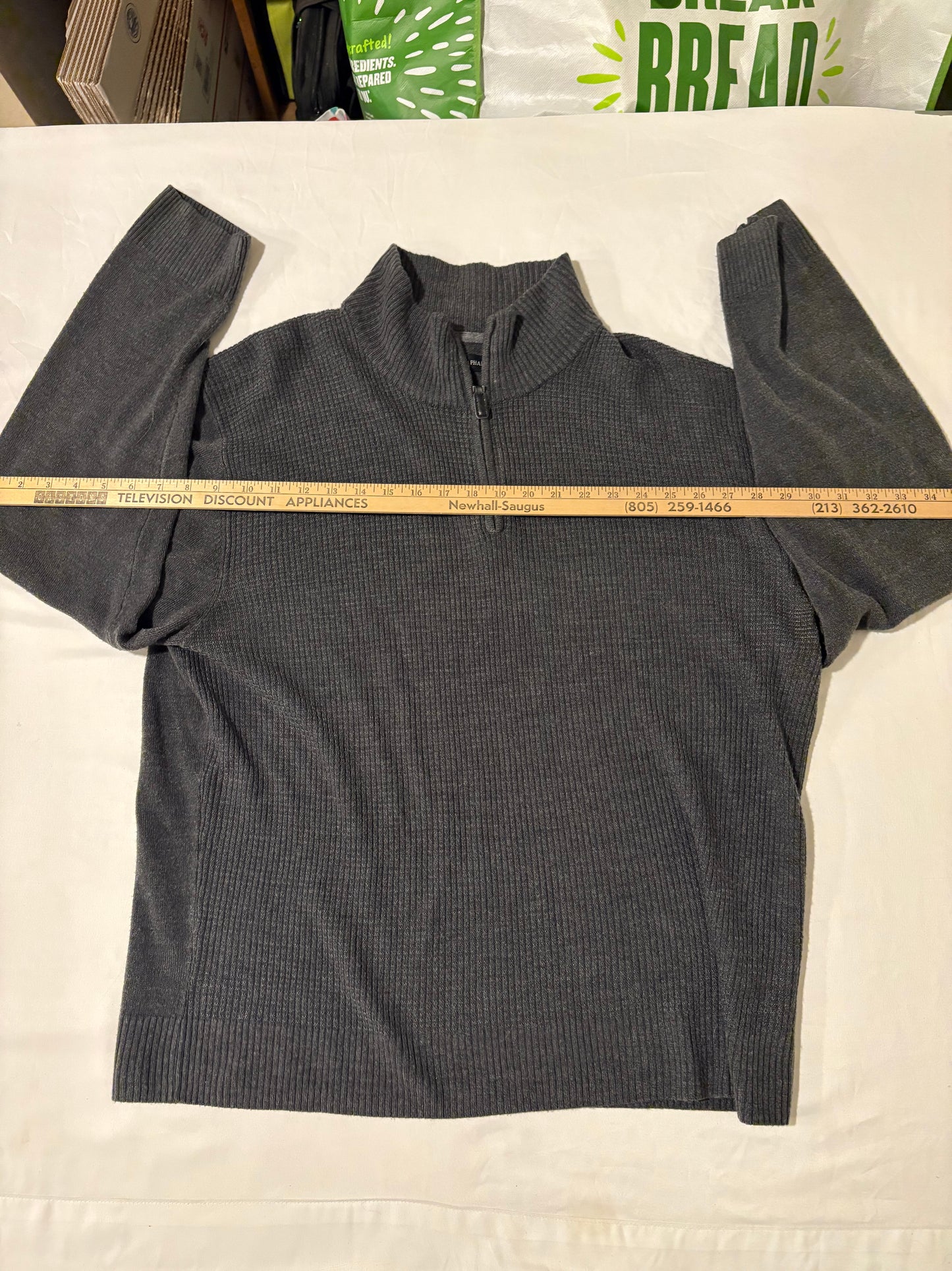 Tricots St. Raphael Sweater XXL Gray 1/4 Zip Pullover Rib Knit Mock Neck