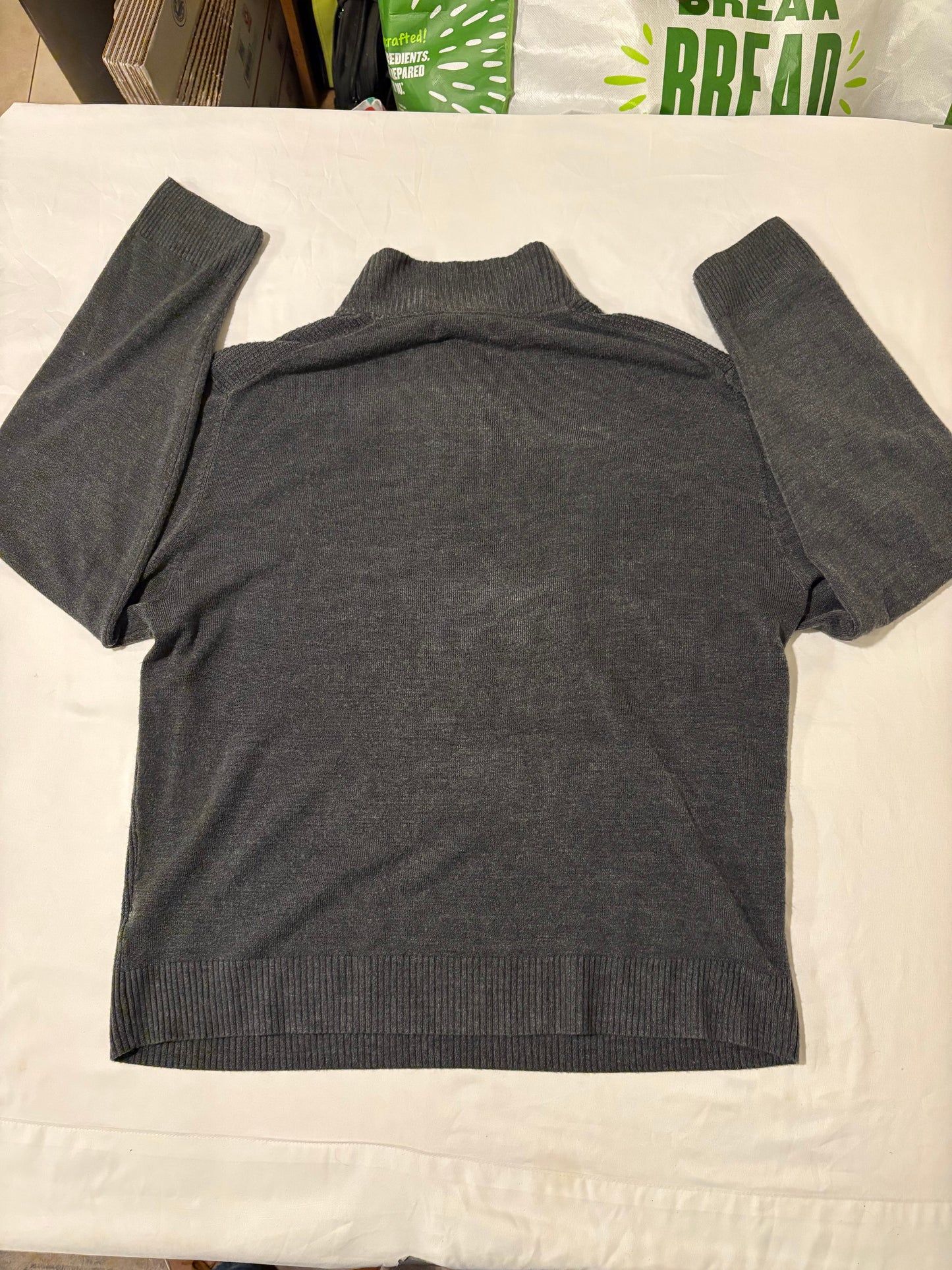 Tricots St. Raphael Sweater XXL Gray 1/4 Zip Pullover Rib Knit Mock Neck