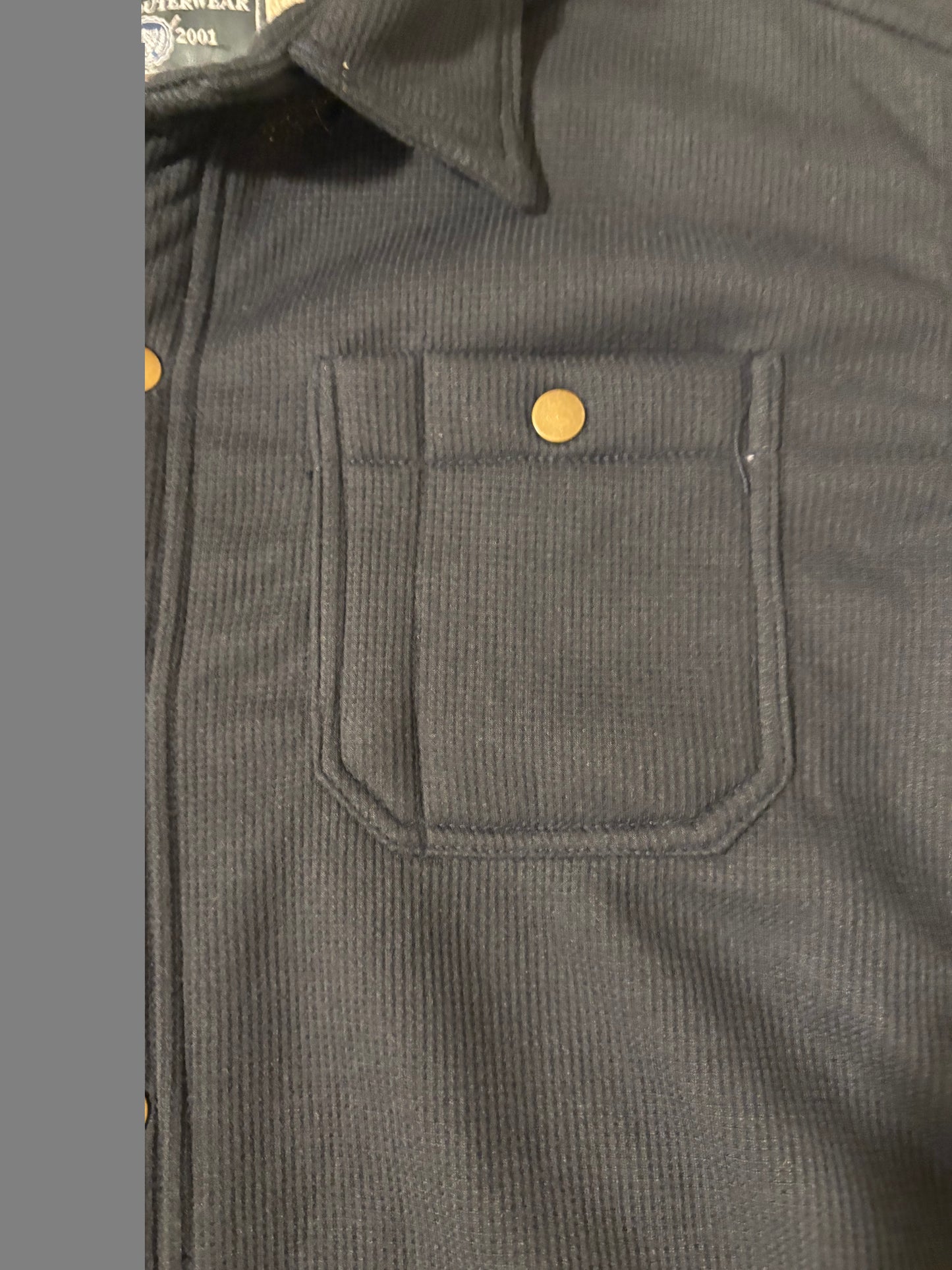 Maxxsel Outerwear Jacket 2XL Black Sherpa Lined Shirt Jacket Snap Front Flawed