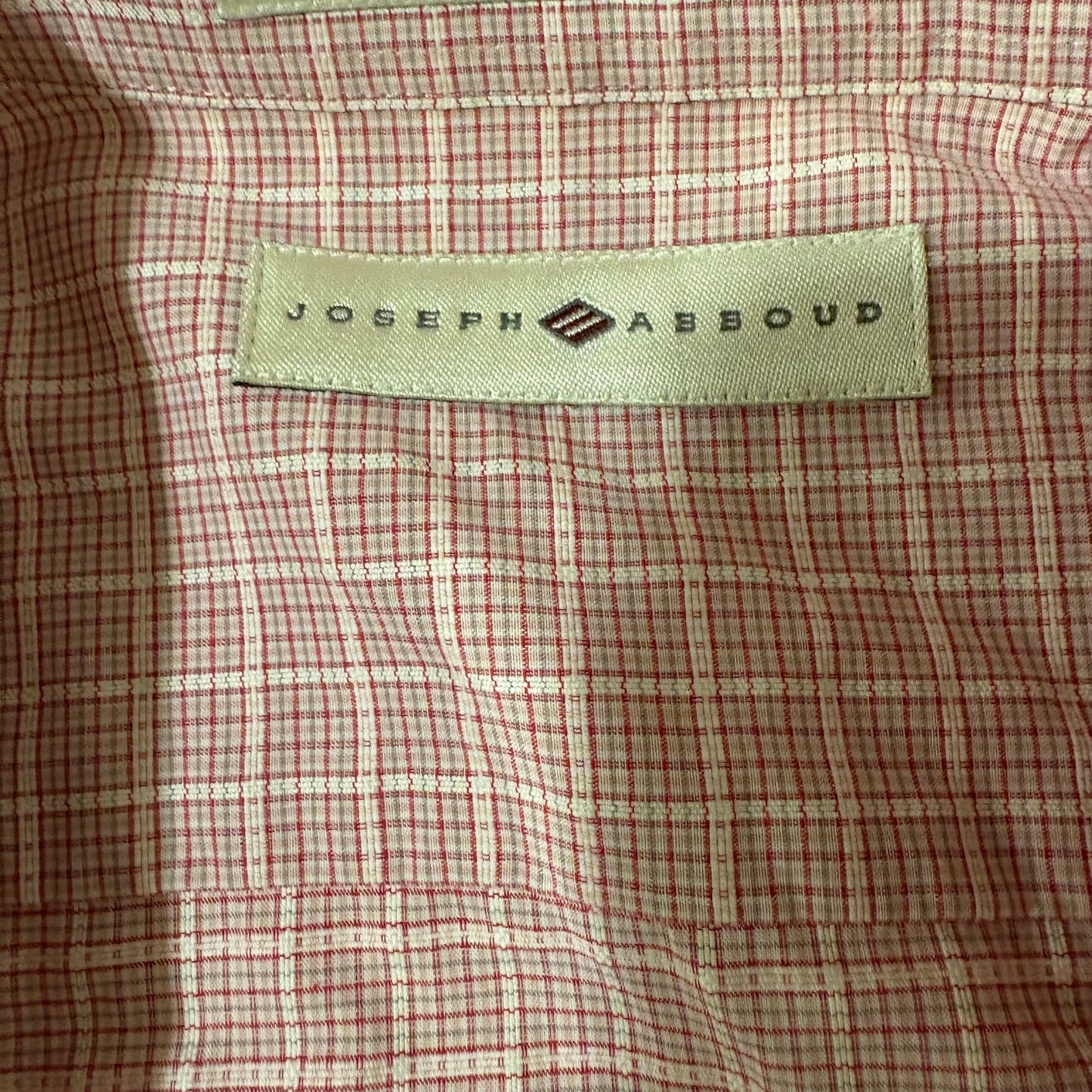 Joseph Abboud Red Plaid Dress Shirt Mens Cotton Long Sleeve Business Casual