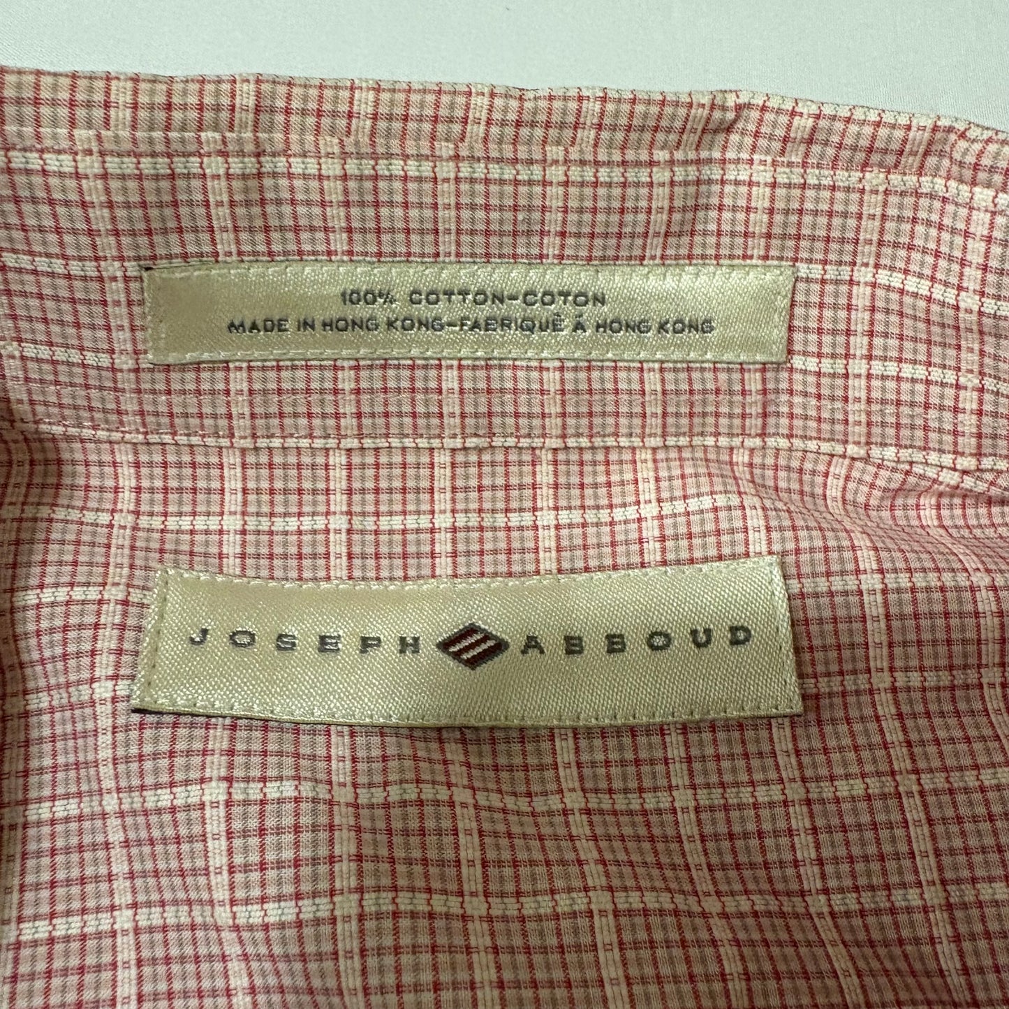 Joseph Abboud Red Plaid Dress Shirt Mens Cotton Long Sleeve Business Casual