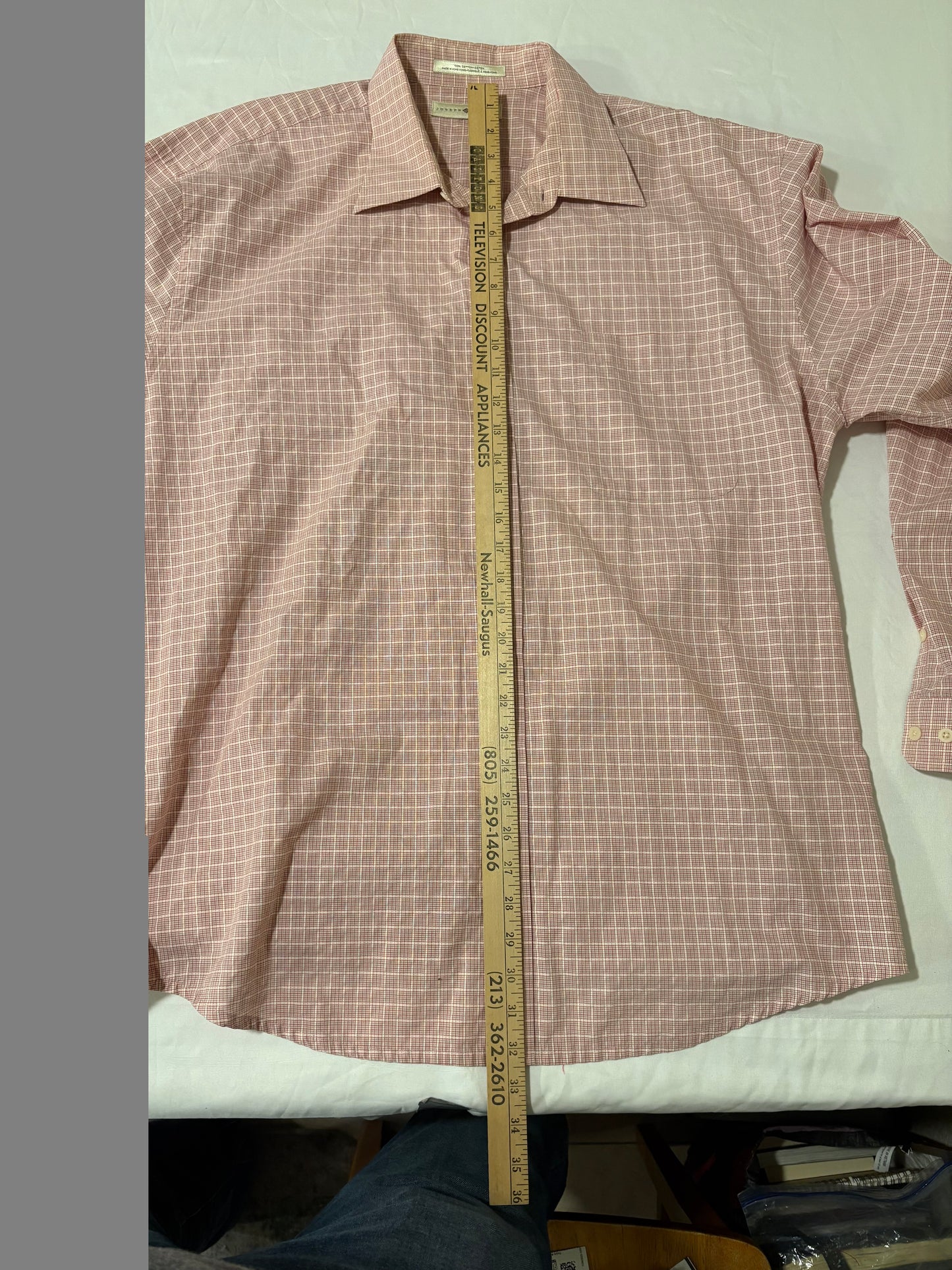 Joseph Abboud Red Plaid Dress Shirt Mens Cotton Long Sleeve Business Casual