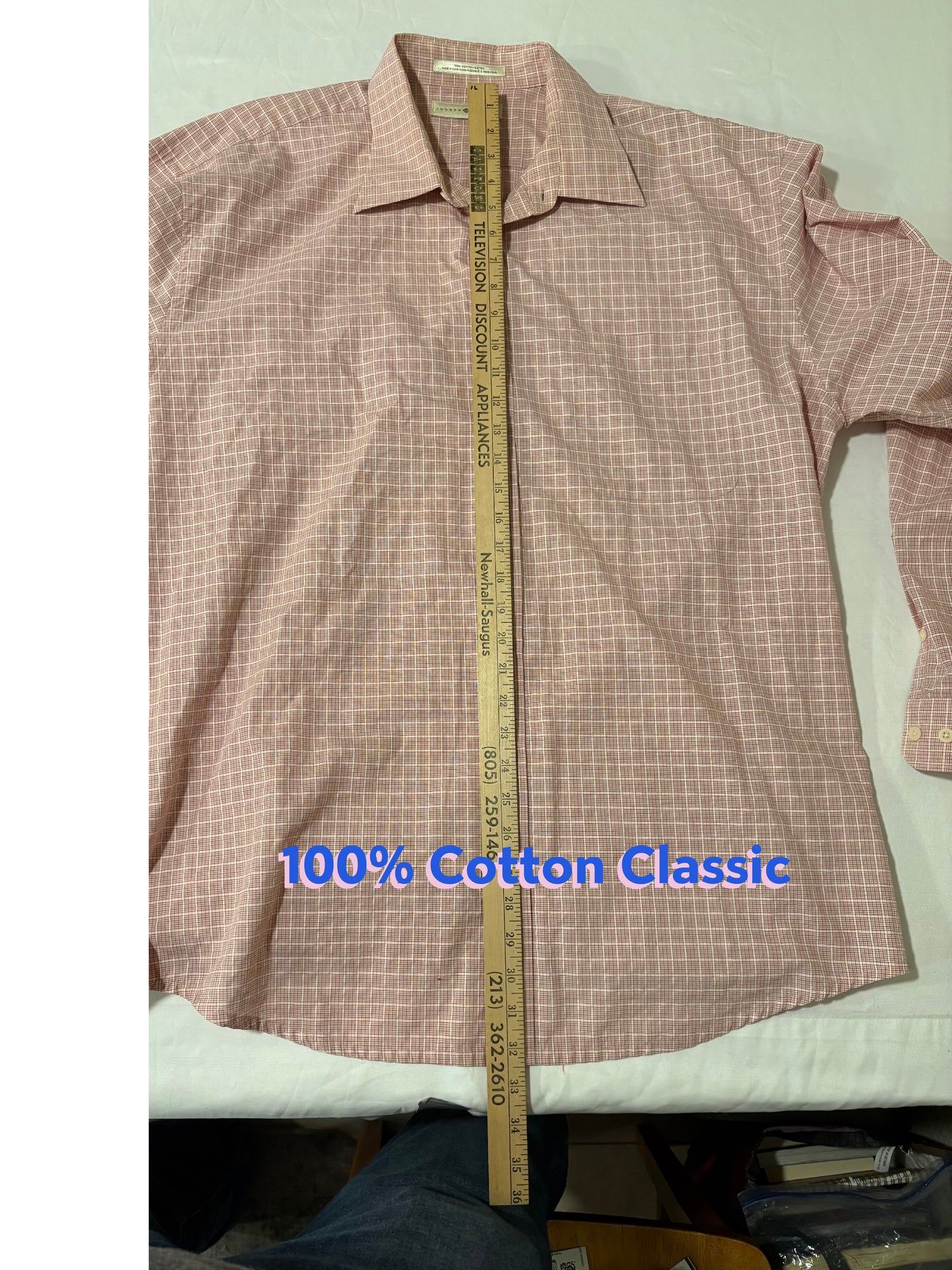 Joseph Abboud Red Plaid Dress Shirt Mens Cotton Long Sleeve Business Casual