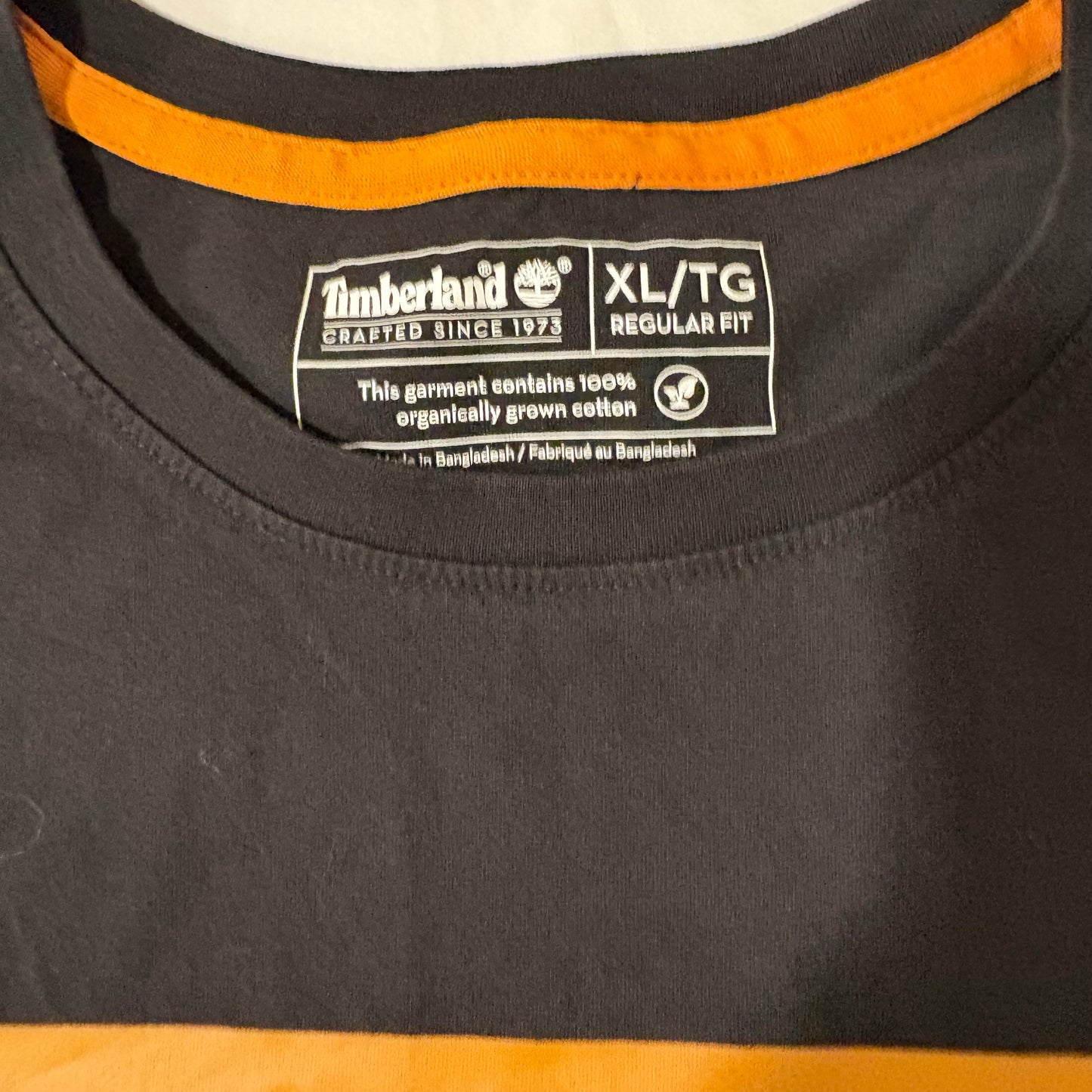 Timberland Long Sleeve Shirt XL Black Orange Logo Graphic Organic Cotton Tee