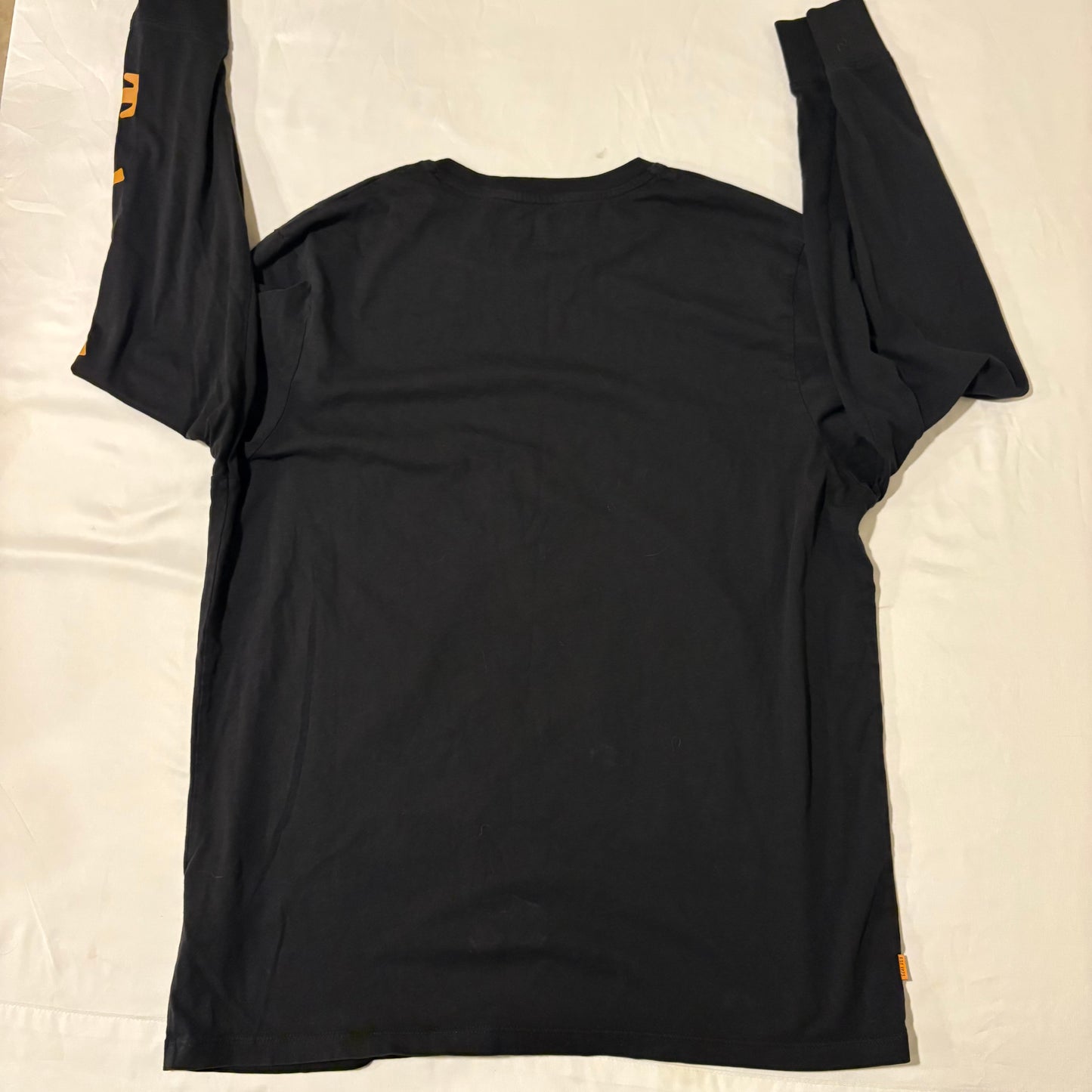 Timberland Long Sleeve Shirt XL Black Orange Logo Graphic Organic Cotton Tee