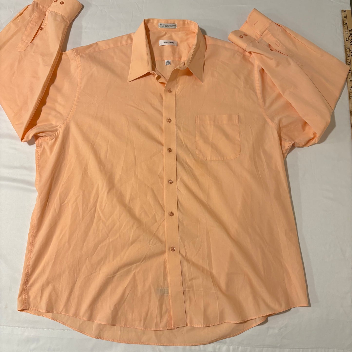 Pierre Cardin Dress Shirt XXL Peach Long Sleeve Button Front 18-18.5 34/35