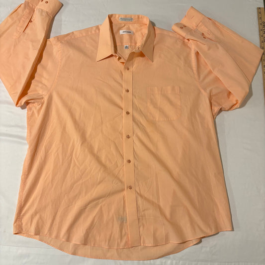 Pierre Cardin Dress Shirt XXL Peach Long Sleeve Button Front 18-18.5 34/35